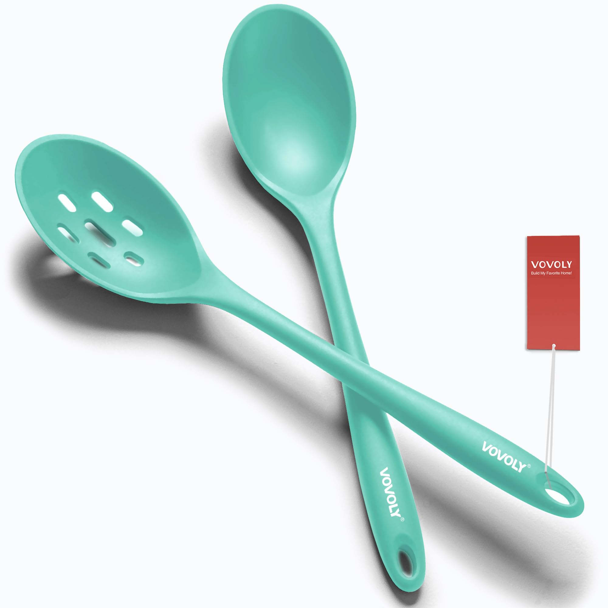 Silicone Spoons for Cooking - Extra Large Kitchen Spoons for Mixing, Serving, & Stirring - 600°F Heat-Resistant Non Stick Utensils Ladle & Skimmer- Dishwasher Safe, Black