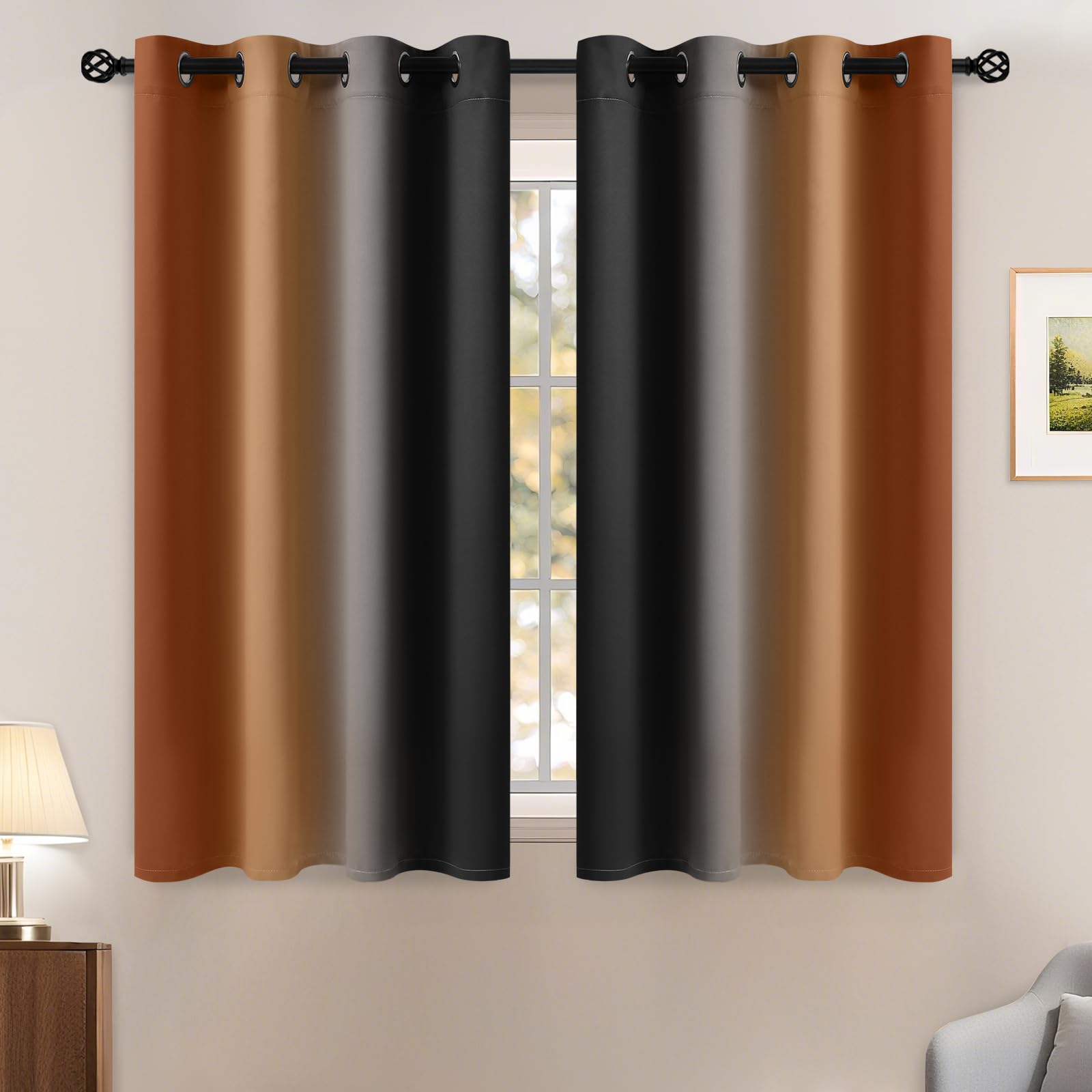 Yakamok Blue and Greyish White Ombre Curtains, Room Darkening Gradient Color Curtains for Bedroom, Light Blocking Thermal Insulated Window Drapes for Living Room(2 Panels, 52x84 Inch)