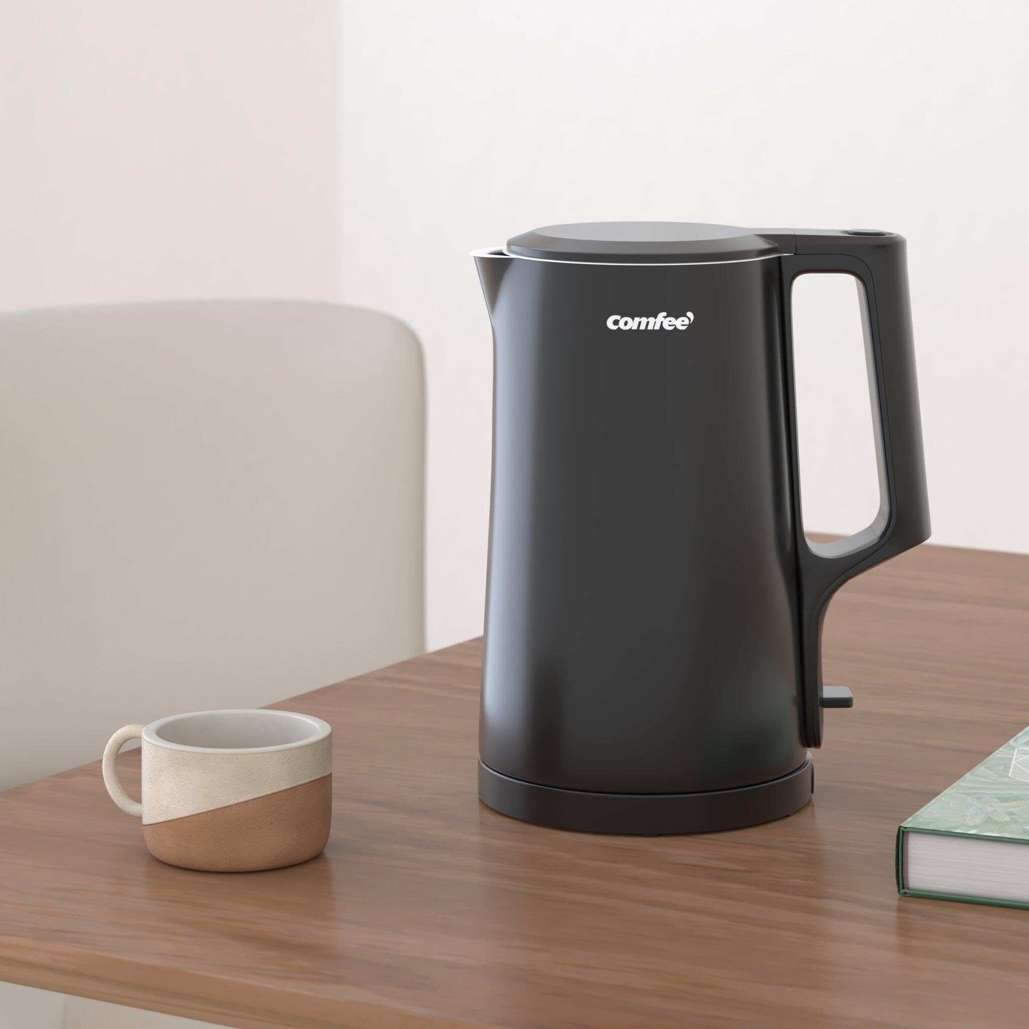 COMFEE' Stainless Steel Electric Kettle, 1.7 Liter Tea Kettle Electric & Hot Water Kettle, 1500W Fast Boil with LED Light, Auto Shut-Off and Boil-Dry Protection