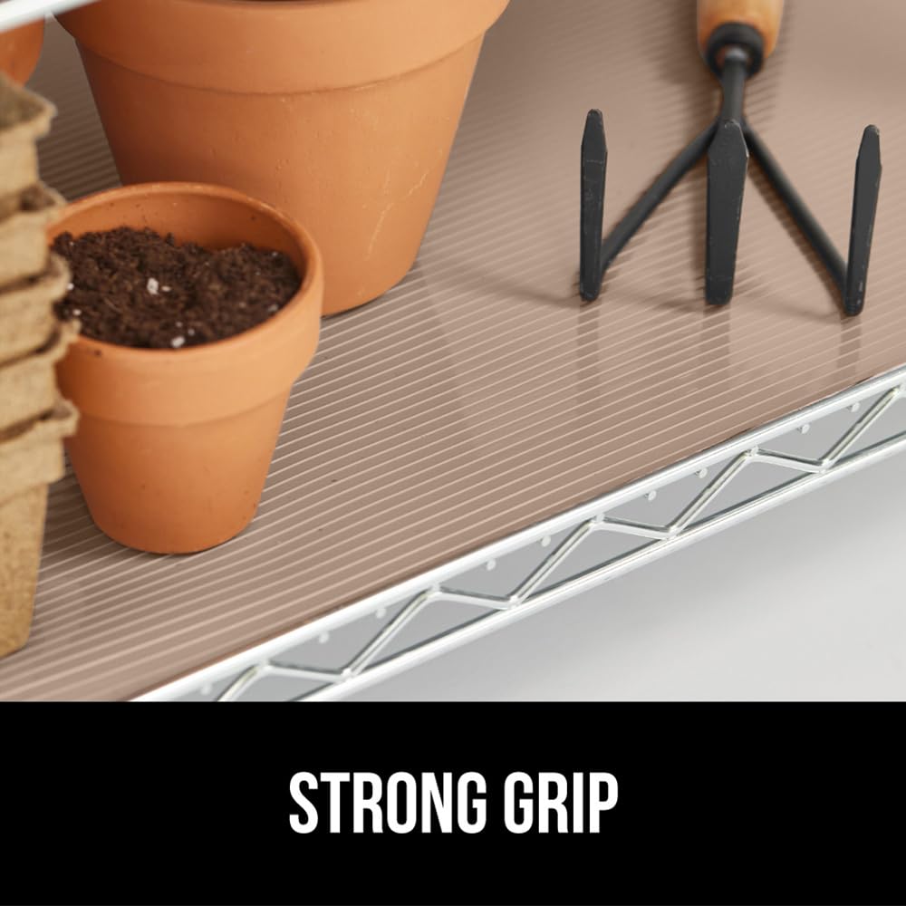 GORILLA GRIP DuraGuard Shelf Liner, Non-Adhesive Cabinet Liners for Kitchen Drawers, Shelves, Refrigerator, Pantry Storage, Bathroom Closet, Durable Waterproof BPA Free Ribbed Plastic, 12x20 Clear
