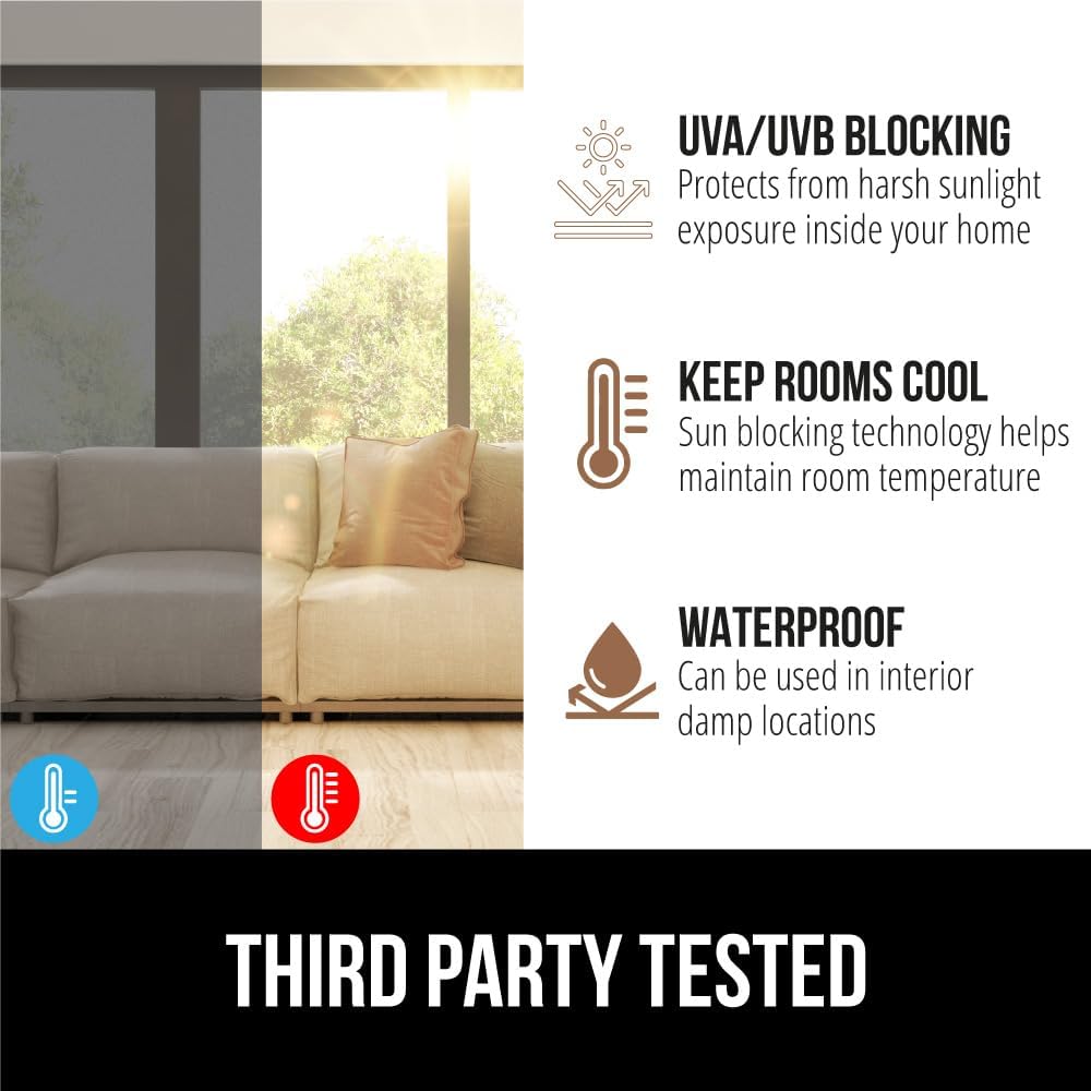 Gorilla Guard Window Privacy Film, Removable Two Way Sun Blocking, Reusable No Residue Stickers, Strong Static Clings to Glass Windows, Decorative Bathroom Door Coverings, 17.5 x 78.7 Inch, Frosted