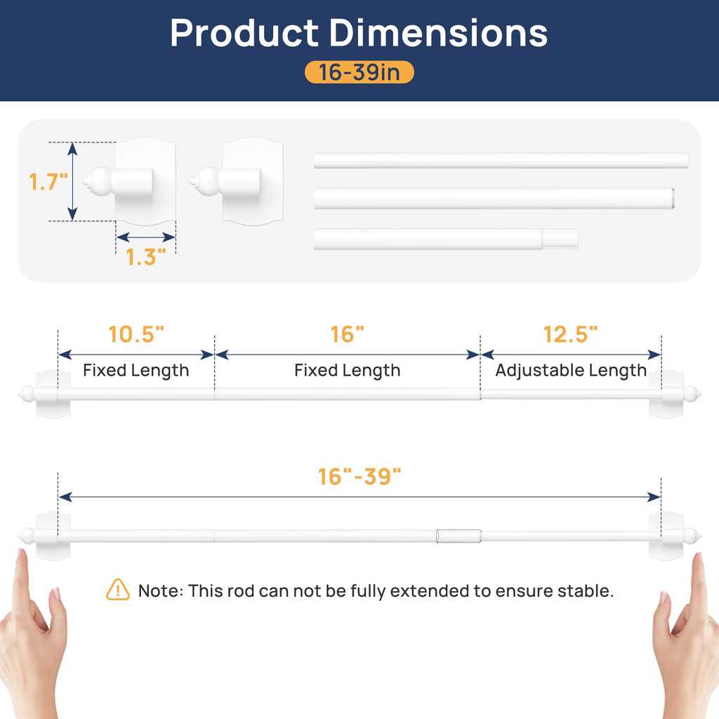 ENJOYBASICS 1 Pack Magnetic Curtain Rod, 16 to 28 Inches Adjustable Strong Magnet Bar for Door, Classroom Whiteboard, and Any Metal Space, No Drill Required, White
