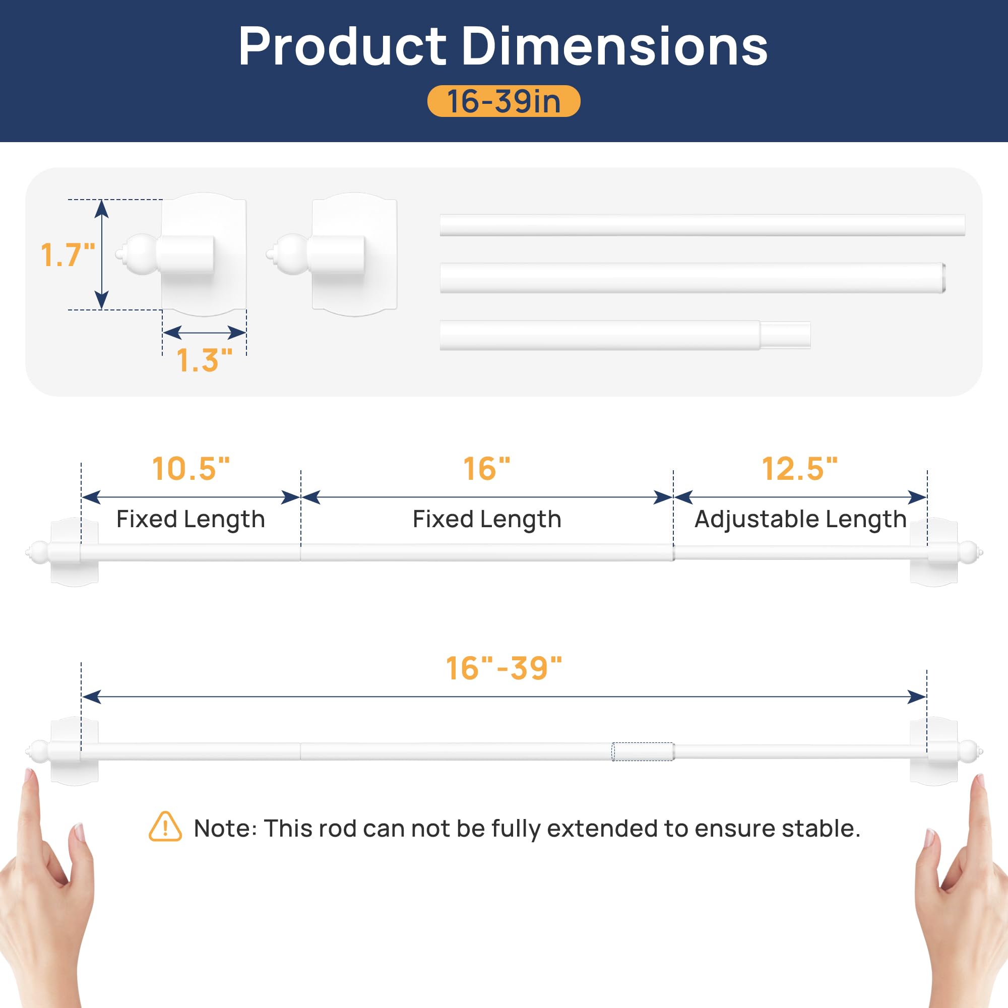 ENJOYBASICS 1 Pack Magnetic Curtain Rod, 16 to 28 Inches Adjustable Strong Magnet Bar for Door, Classroom Whiteboard, and Any Metal Space, No Drill Required, White