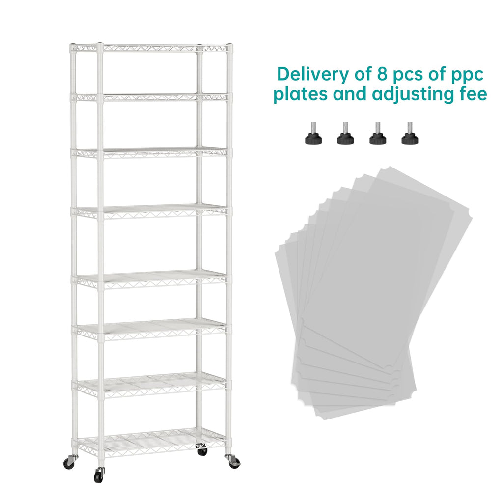 SINGAYE 3 Small Shelves Storage Shelf Wire Shelving Unit Metal Shelf Adjustable Organizers Storage Shelving with Wheels for Bathroom Laundry Room Kitchen Pantry11.5”D x 17.5”W x 30.5”H White