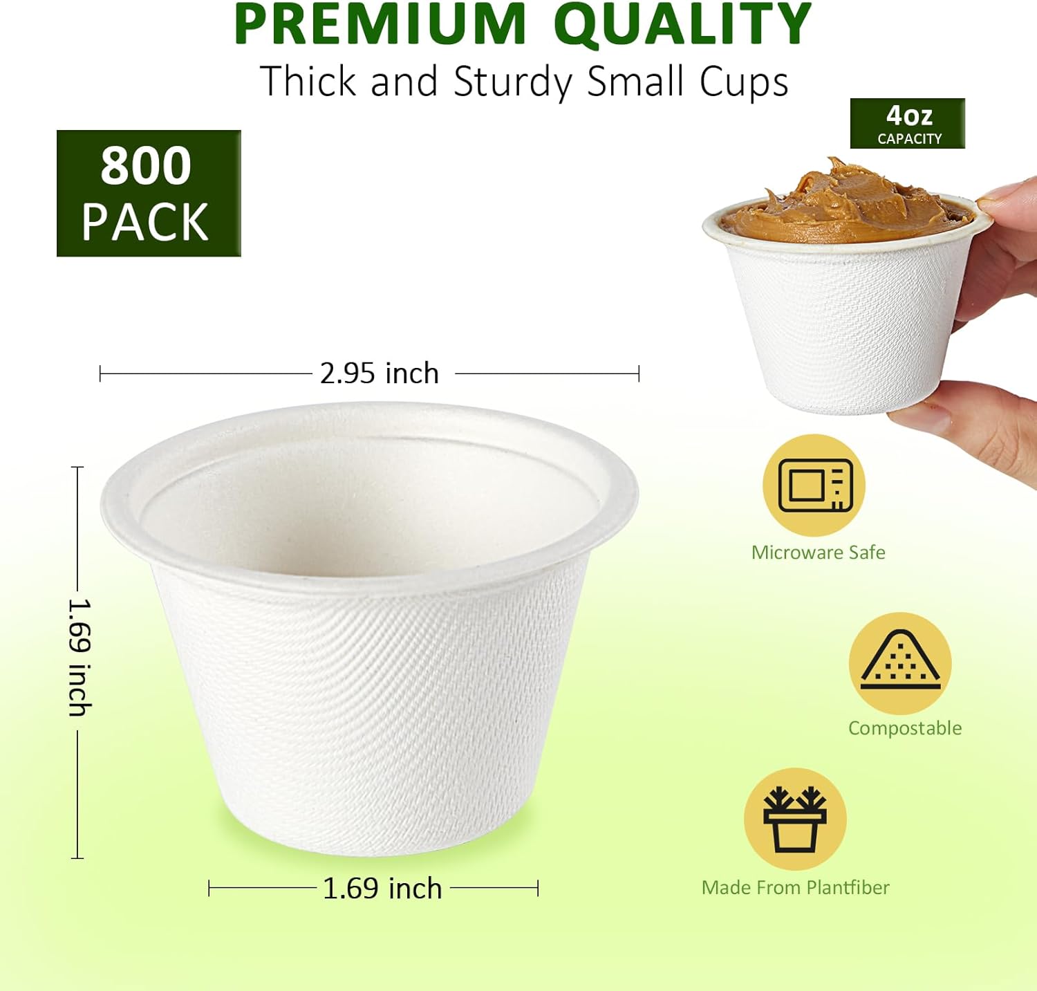 Vplus 125 Pack Compostable Disposable Paper Plates 6 inch and 800 Pack 4 OZ Disposable Souffle Cups