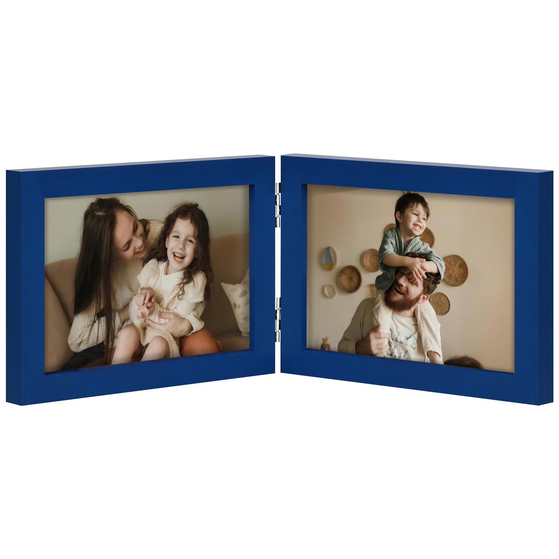 decorUhome Double 4x6 Picture Frame Vertical, Engineered Wood Bifold Photo Frame with Plexiglass for Tabletop Display, 4x6, Black