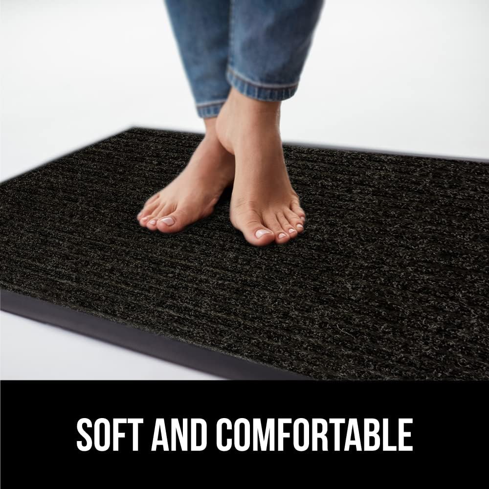 GORILLA GRIP Waterproof Traffic Guard Door Mat, 72x48, Heavy Duty Entryway Mats, Strong Backing Commercial Utility Rugs for Office Hallway, Garage Floor and Home, Low Profile Carpet Runner, Black