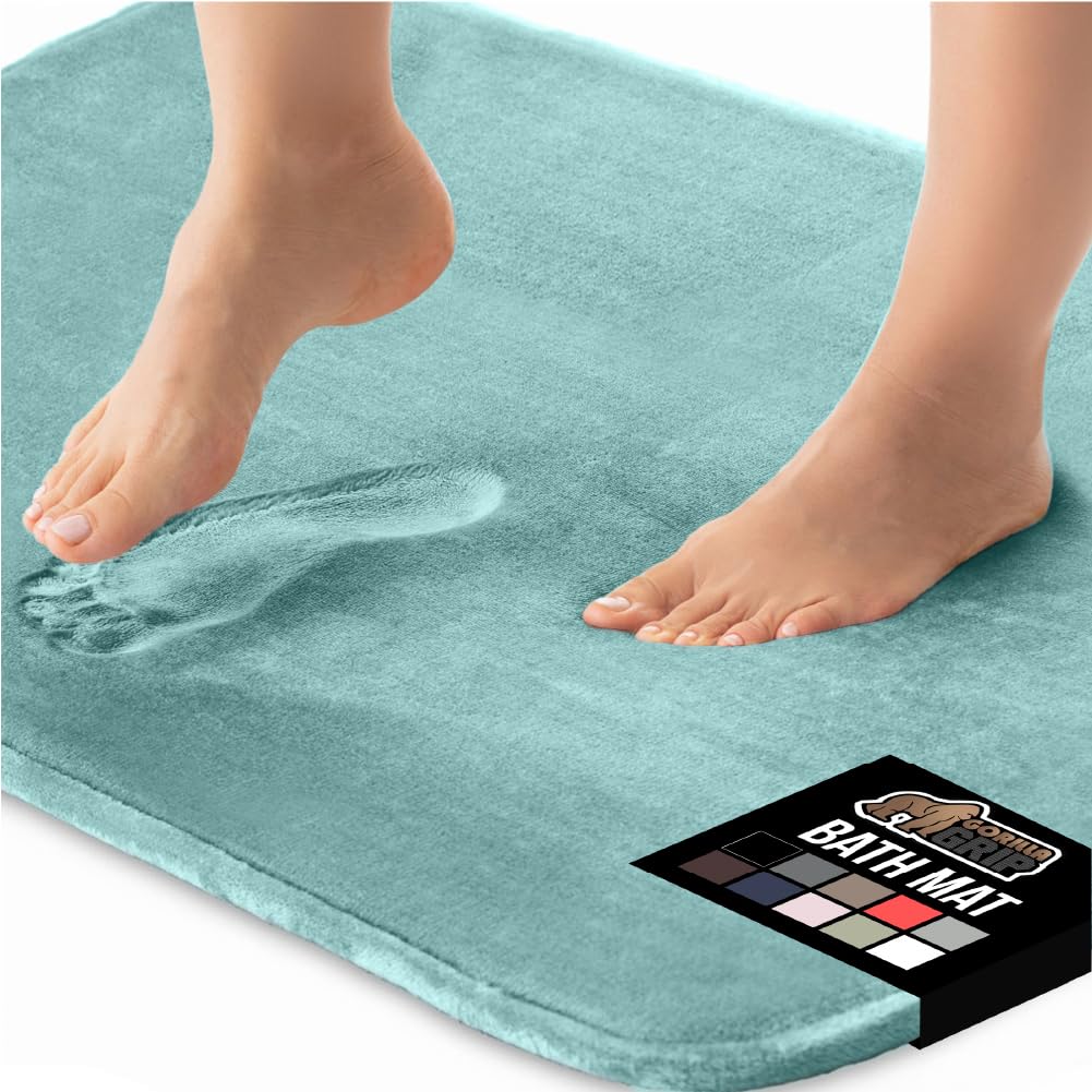 GORILLA GRIP Memory Foam Bath Rugs, Soft Absorbent Velvet Bathroom Mats, Durable Dots on Underside, Machine Washable Bathmat, Carpet Rug Room Decor for Shower Floor, 24x17 Mat, Graphite Gray