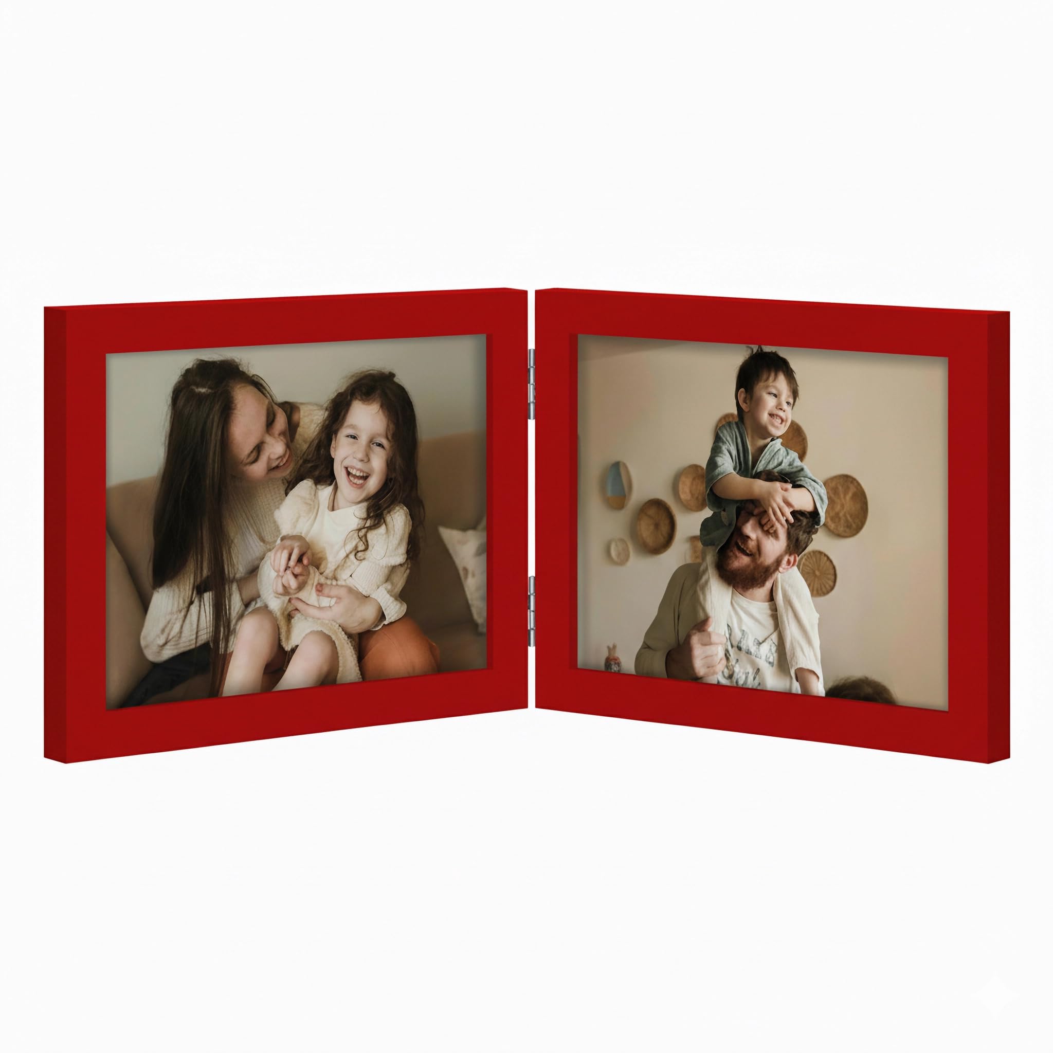 decorUhome Double 4x6 Picture Frame Vertical, Engineered Wood Bifold Photo Frame with Plexiglass for Tabletop Display, 4x6, Black