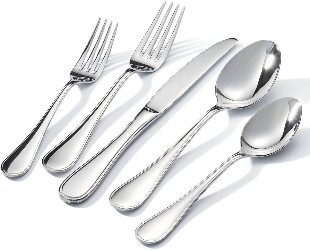 KINGSTONE 20 Piece Teardrop Silverware Set for 4, 18/10 Stainless Steel Flatware Set, Modern Design Cutlery Set for Home/Hotel/Wedding,Mirror Polished and Dishwasher Safe