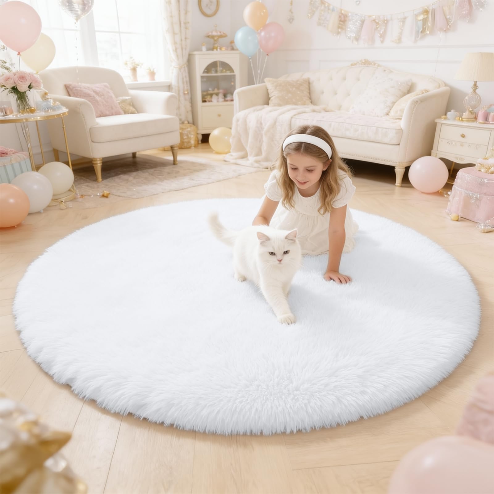 OLANLY Area Rugs for Living Room Bedroom, Machine Washable 4x5.9 ft Soft Fluffy Shaggy Bedside Rug, Indoor Floor Carpet for Kids Girls and Boys, Dorms, Nursery Rooms, Home Decor Aesthetic, Grey