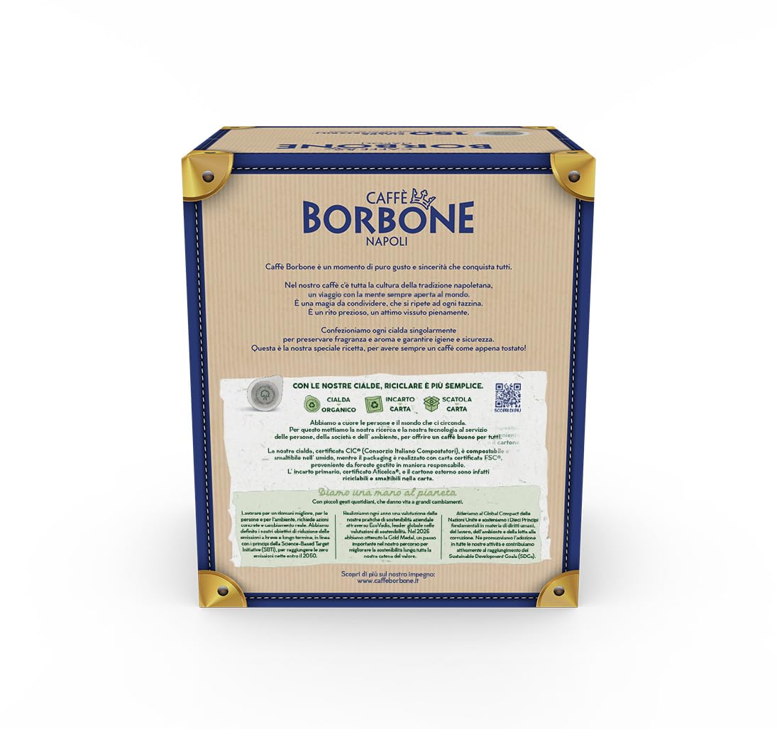 Caffè Borbone Espresso Paper Pods, Blue Blend, Balanced and Full-Bodied, Medium Roast ESE Pods, Authentic Italian Espresso - 150 Count