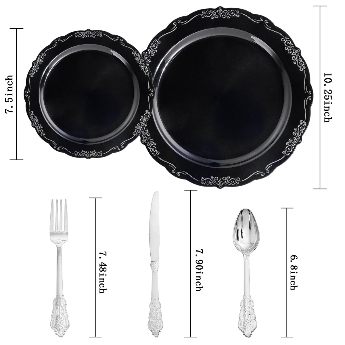 DaYammi 150Pcs Ivory Plastic Plates with Gold Rim,Disposable Plastic Plates Include 30 Dinner Plate,30 Salad Plate,30 Forks,30 Spoons,30 Knives,Ivory and Gold Plates for Party,Wedding,Mother's Day