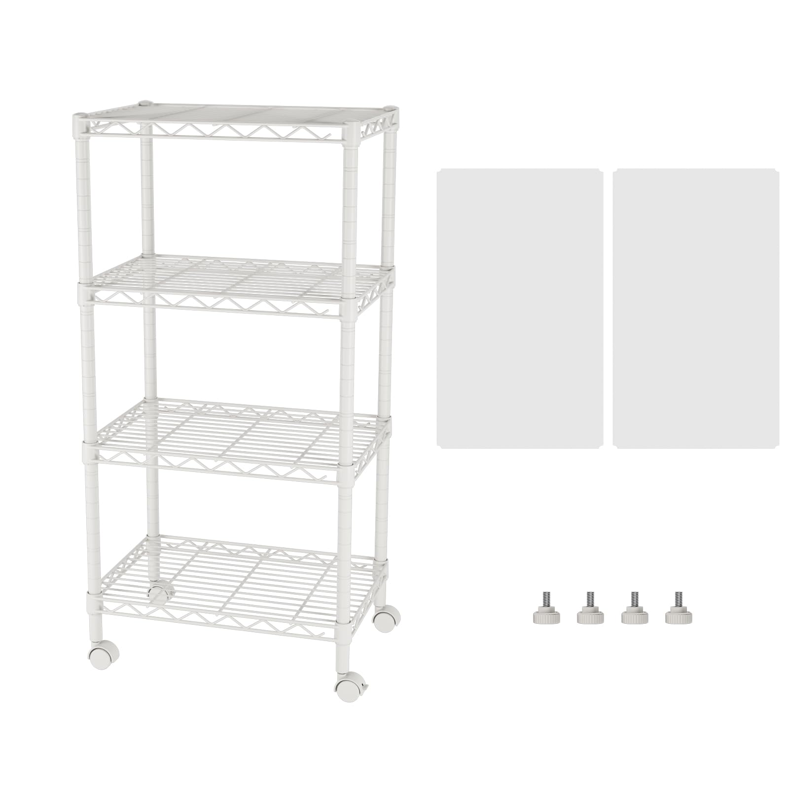 SINGAYE 3 Small Shelves Storage Shelf Wire Shelving Unit Metal Shelf Adjustable Organizers Storage Shelving with Wheels for Bathroom Laundry Room Kitchen Pantry11.5”D x 17.5”W x 30.5”H White