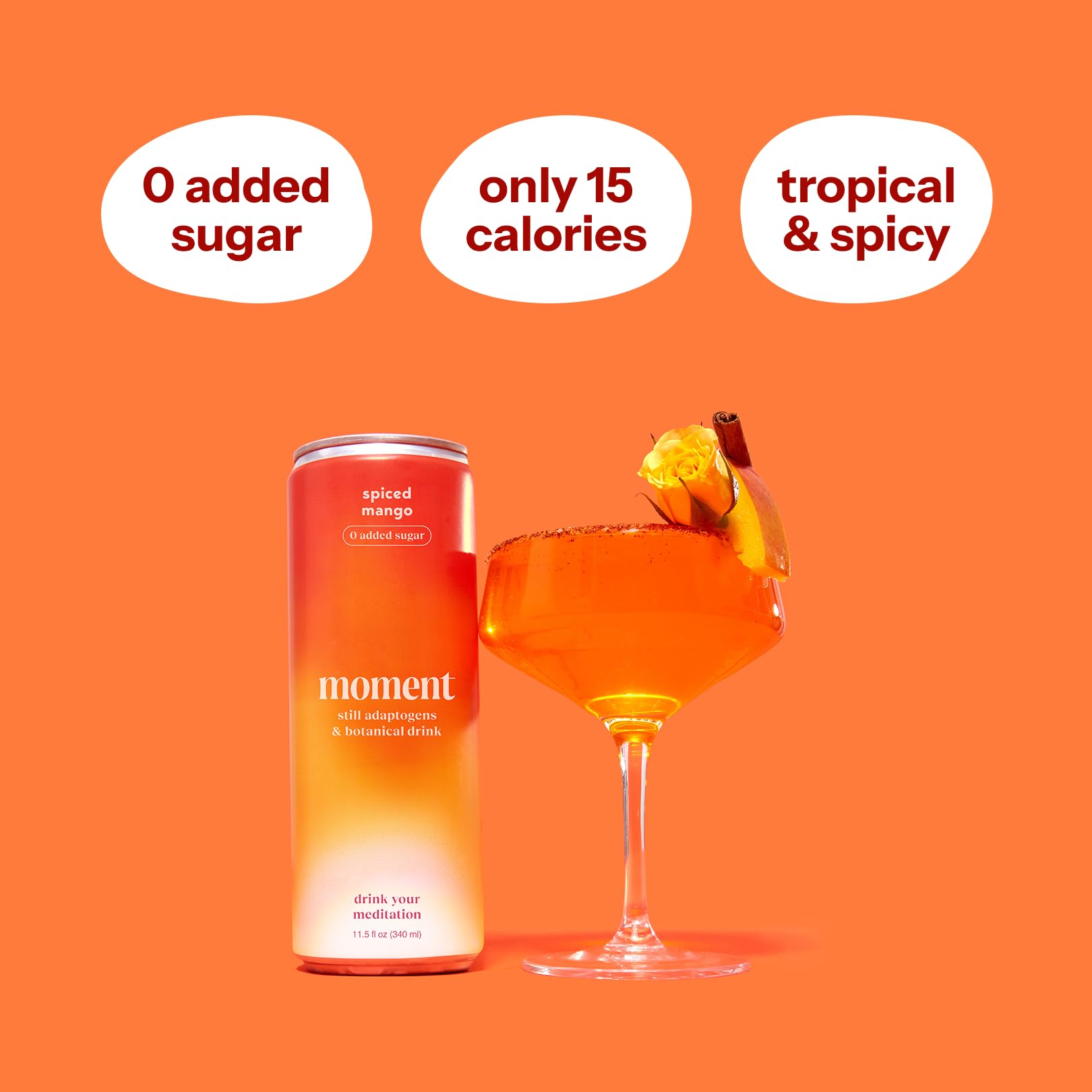 Moment Botanical Tea (Shark Tank) - Non Carbonated - Calm, Clarity & Relaxation with L-Theanine & Ashwagandha - Non Alcoholic Drinks - Sparkling Adaptogen Drink - 0 Sugar 0 Caffeine - 12 Pack 11.5 fl oz