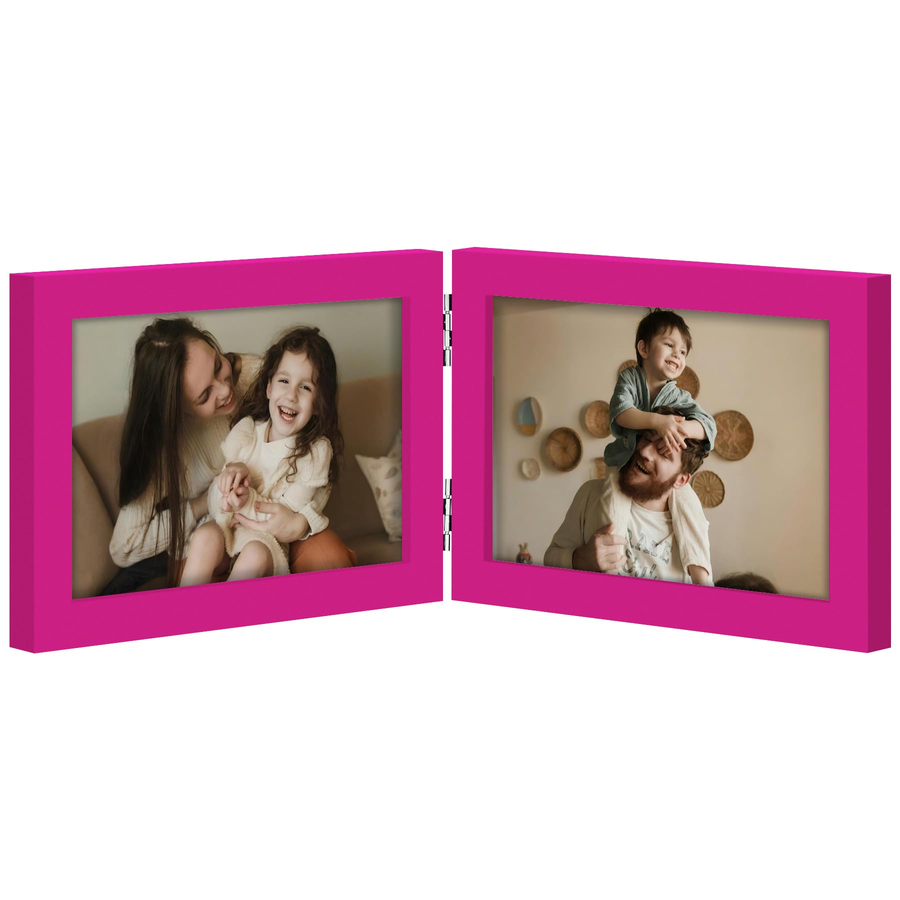 decorUhome Double 4x6 Picture Frame Vertical, Engineered Wood Bifold Photo Frame with Plexiglass for Tabletop Display, 4x6, Black