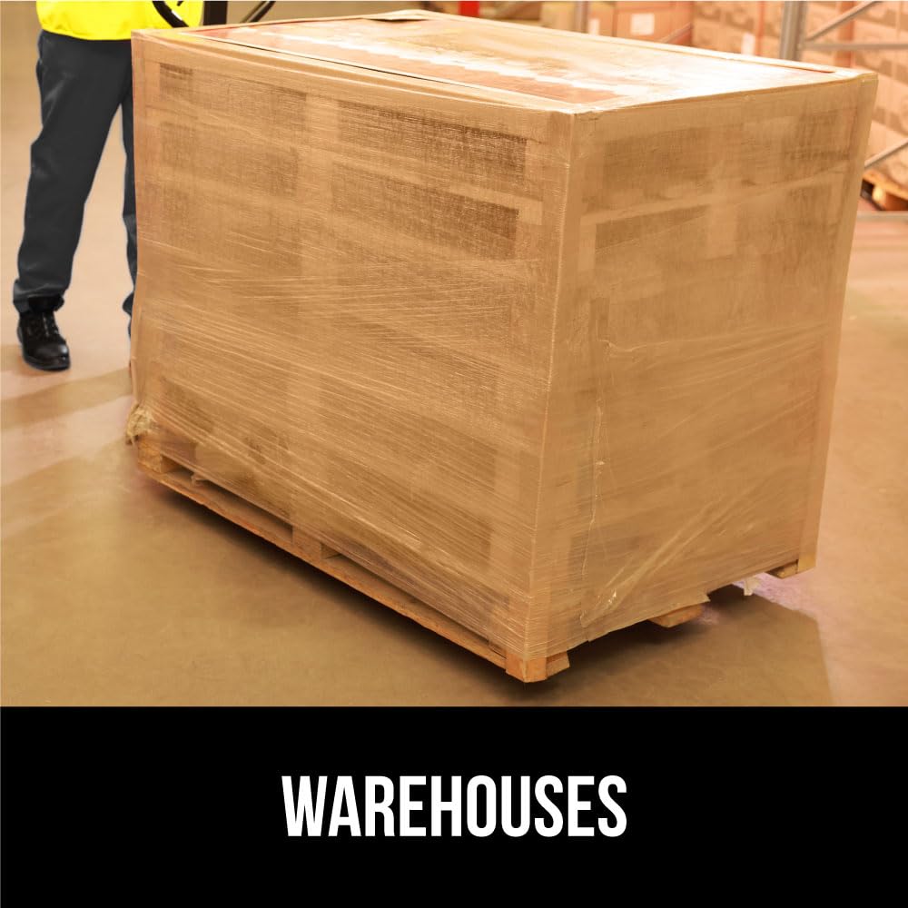 GORILLA GRIP 500% Stretch Film Heavy Duty Plastic, 1000ft Shrink Wrap Roll 17" Puncture Resistant, Industrial Strength for Shipping, Pallet Storing, Moving, Packing Furniture Protection 1 Pack Clear