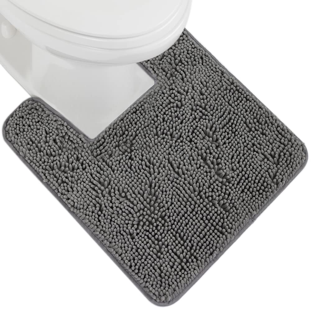 GORILLA GRIP Bath Rug Mat, Thick Soft Absorbent Chenille, Quick Dry Microfiber Mats, Rubber Backing Washable Shower Floor Rugs, US Designed Bathroom Bathmat Home Decor Accessories, 24x17, Grey