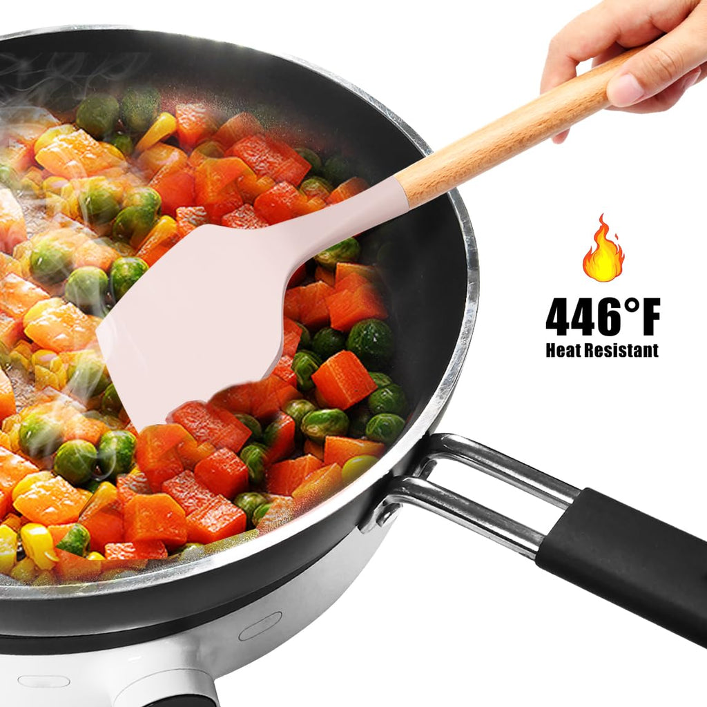oannao Silicone Cooking Utensils Kitchen Utensil Set - 446°F Heat Resistant Silicone Kitchen Utensils Set, Spatula,Turner Tongs, Spoon, Whisk,Kitchen Gadgets for Nonstick Cookware, BPA Free (Gray)