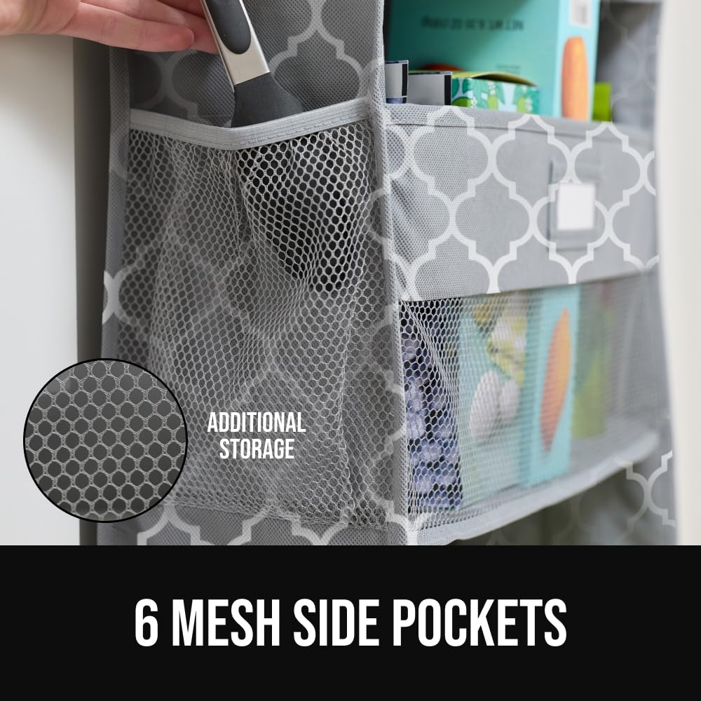 GORILLA GRIP Over the Door Shoe Organizer, 24 Large Breathable Mesh Pockets, Space Saving Hanging Storage Holder, Closet Rack Hanger Holds Up to 40 lbs, Hangs on Closets for Shoes, Accessories, Black