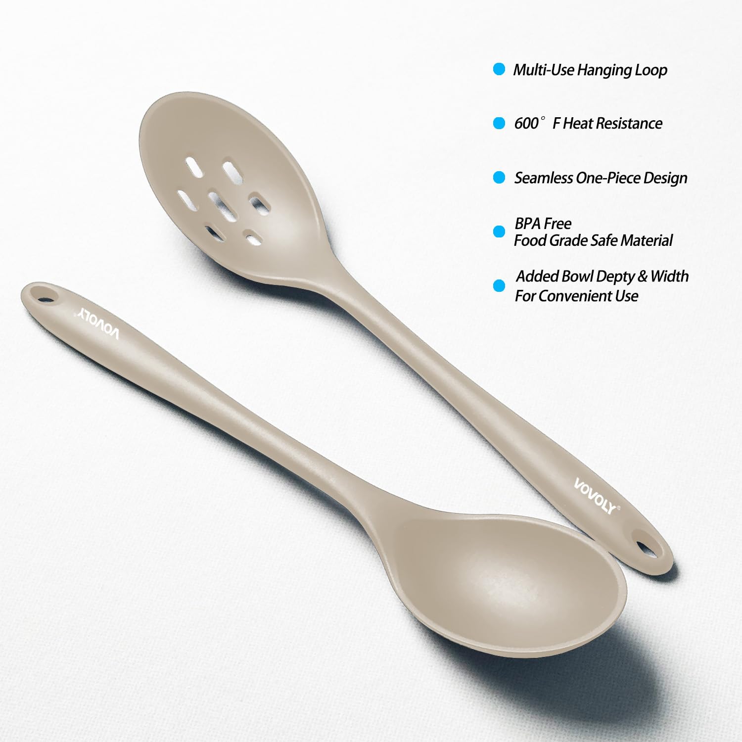Silicone Spoons for Cooking - Extra Large Kitchen Spoons for Mixing, Serving, & Stirring - 600°F Heat-Resistant Non Stick Utensils Ladle & Skimmer- Dishwasher Safe, Black