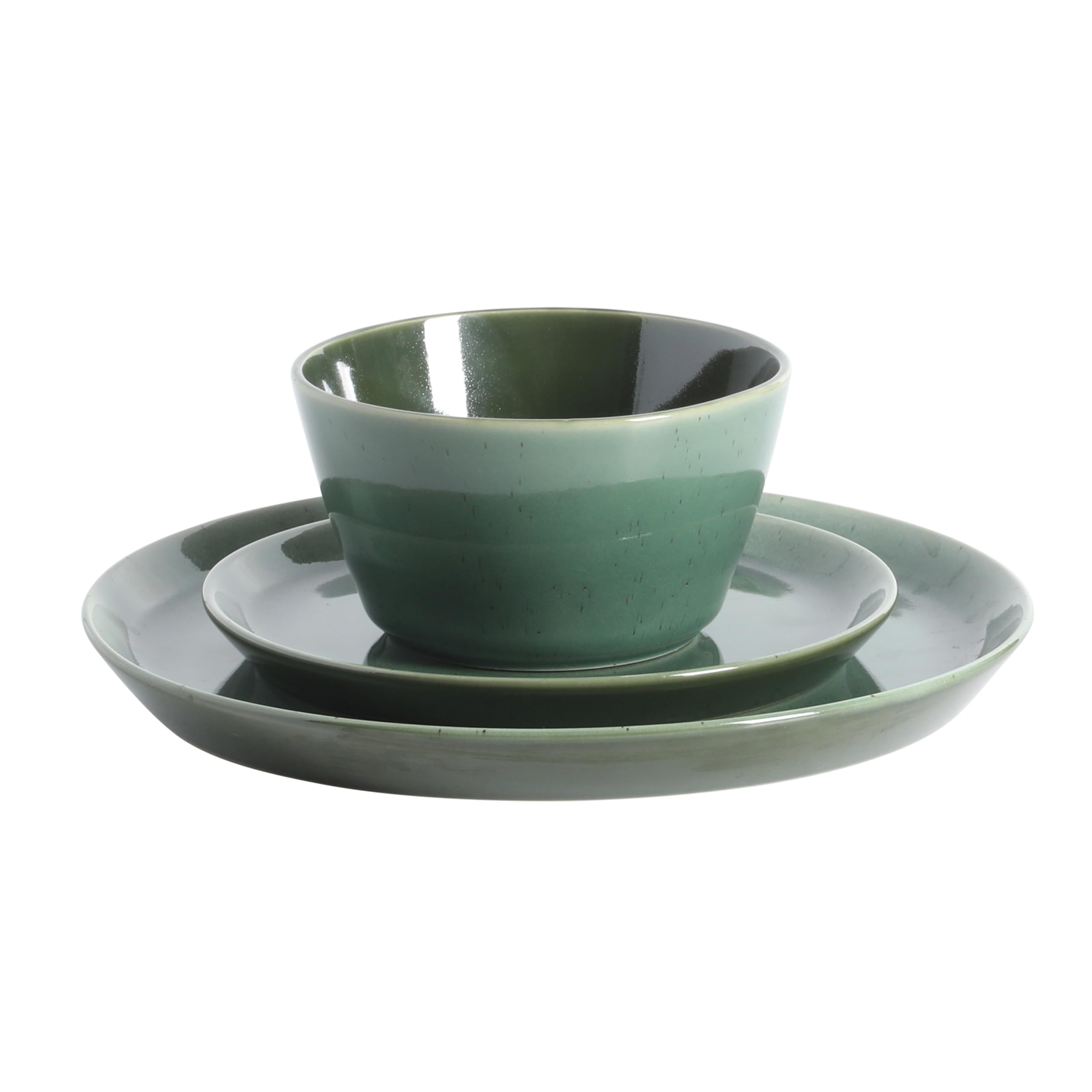 Gibson Elite Soho Lounge Round Reactive Glaze Stoneware Dinnerware Set, Service for 4 (16pc), Blue, Soho Round.