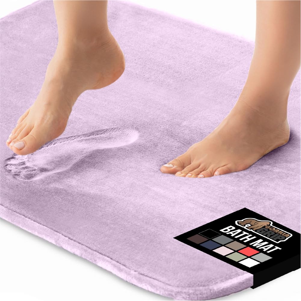GORILLA GRIP Memory Foam Bath Rugs, Soft Absorbent Velvet Bathroom Mats, Durable Dots on Underside, Machine Washable Bathmat, Carpet Rug Room Decor for Shower Floor, 24x17 Mat, Graphite Gray