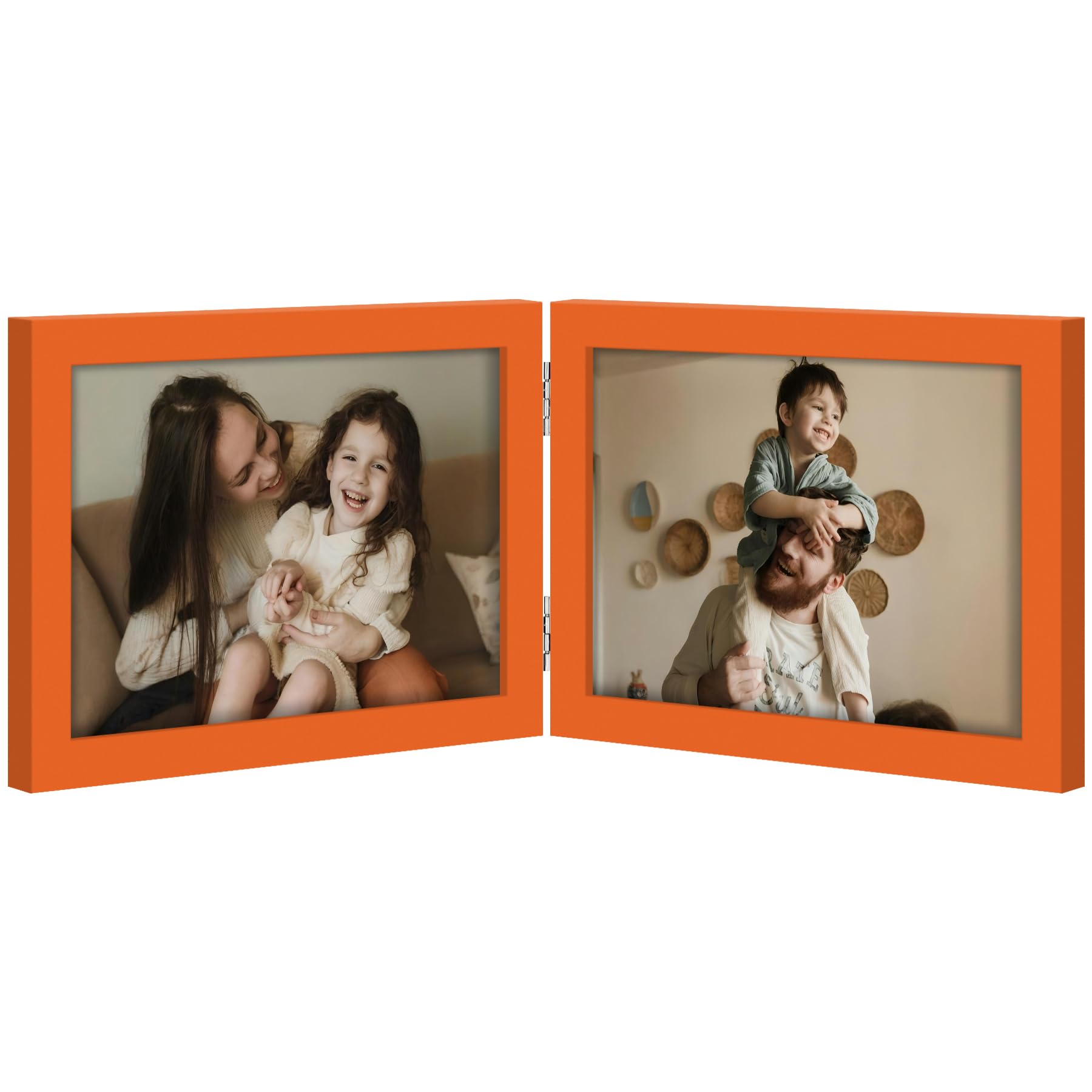 decorUhome Double 4x6 Picture Frame Vertical, Engineered Wood Bifold Photo Frame with Plexiglass for Tabletop Display, 4x6, Black