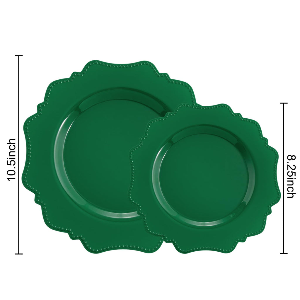 COLOSUS 60PCS White Plastic Plates for 30 guests-Fancy Plastic Beaded Plates,Plastic Plates for Party, Elegant White plates,Include 30 PCS 10.5" Dinner plates & 30PCS 8.25" Dessert plates for easter