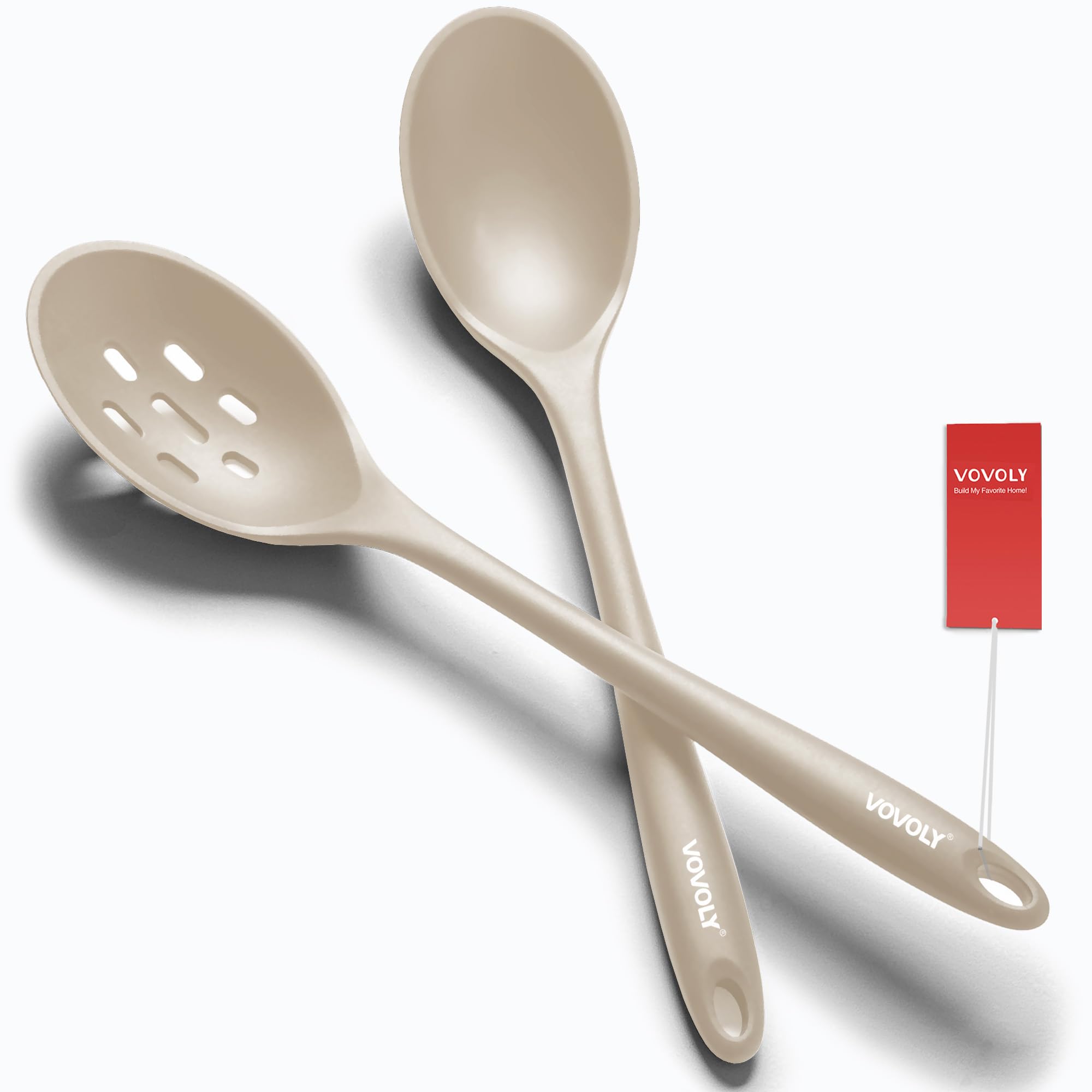 Silicone Spoons for Cooking - Extra Large Kitchen Spoons for Mixing, Serving, & Stirring - 600°F Heat-Resistant Non Stick Utensils Ladle & Skimmer- Dishwasher Safe, Black