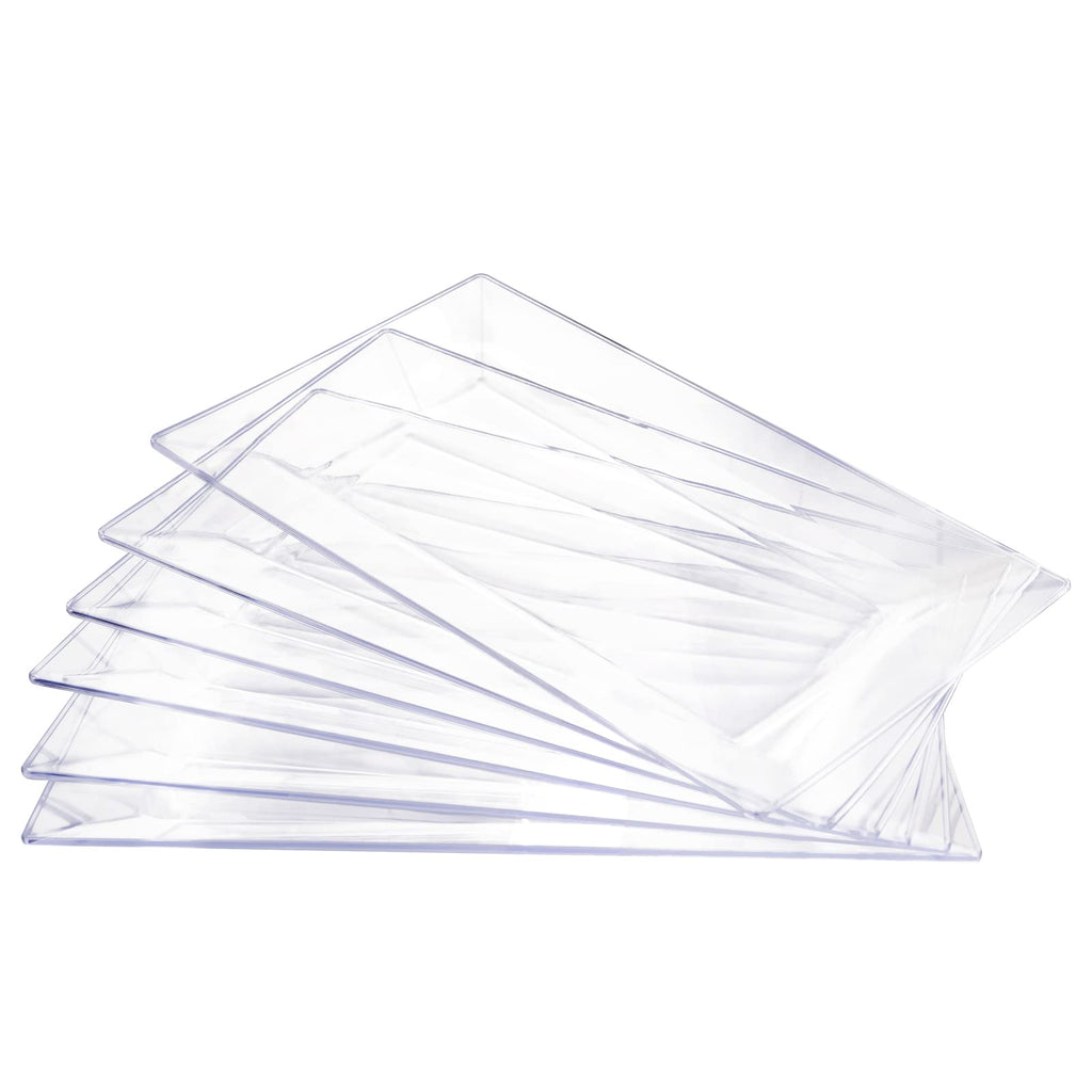 DaYammi 12 Pack Plastic Serving Trays, Heavy Duty Clear Plastic Serving Platters 13”×8” Rectangle Disposable Serving Platters and Trays for Parties, Wedding, Birthday, Dessert Table, Cupcake