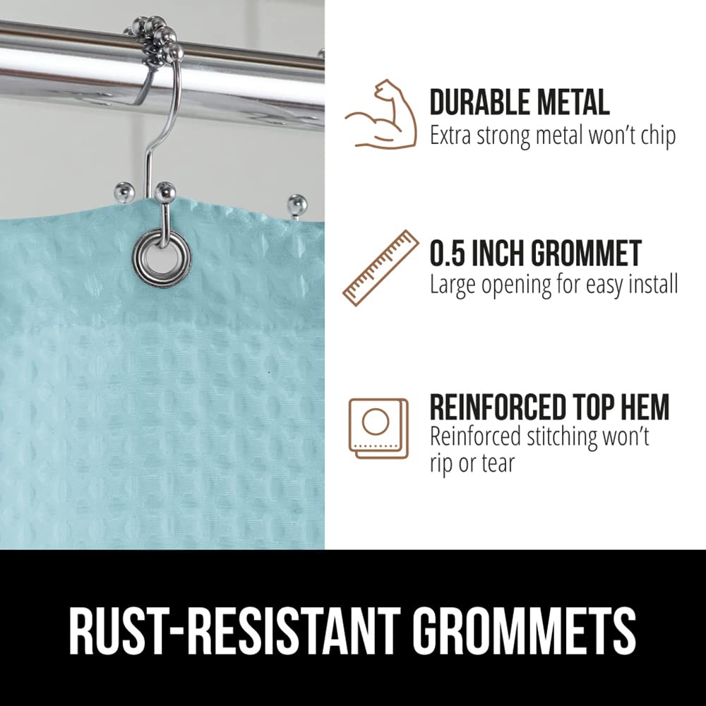 GORILLA GRIP Waffle Shower Curtain, Thick Weighted Fabric, Wrinkle and Rust Resistant, Classic Hotel Quality Design, Heavy Duty Long Curtains for Bathroom Showers, Bath Tubs, Machine Wash, 72x72 White