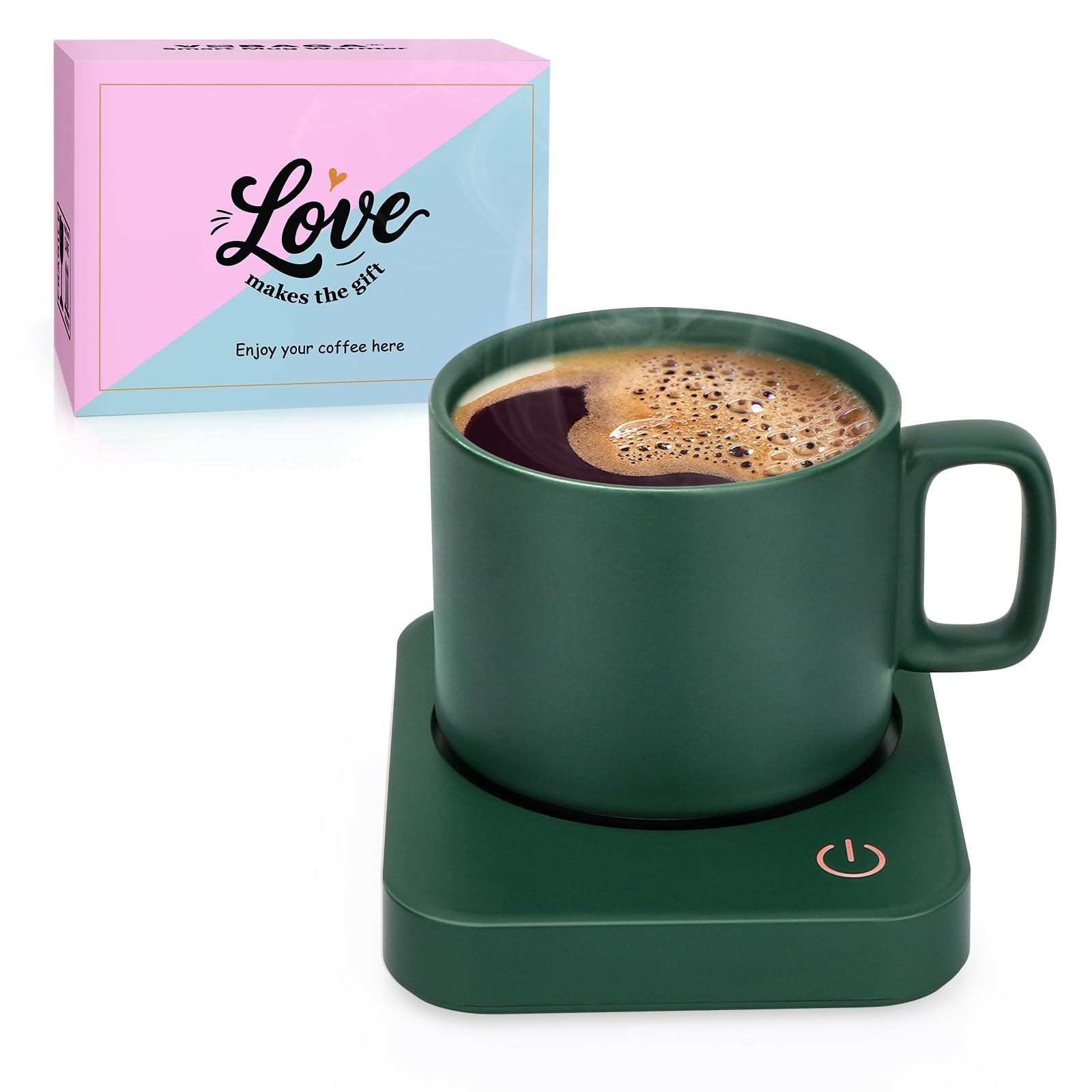 VOBAGA Coffee Mug Warmer for Desk with Auto Shut Off & 3-Temp Settings, Coffee Cup Warmer with Smart Safety Alert Home Office Accessory, Perfect for Coffee, Tea, Milk (Mug for Display)