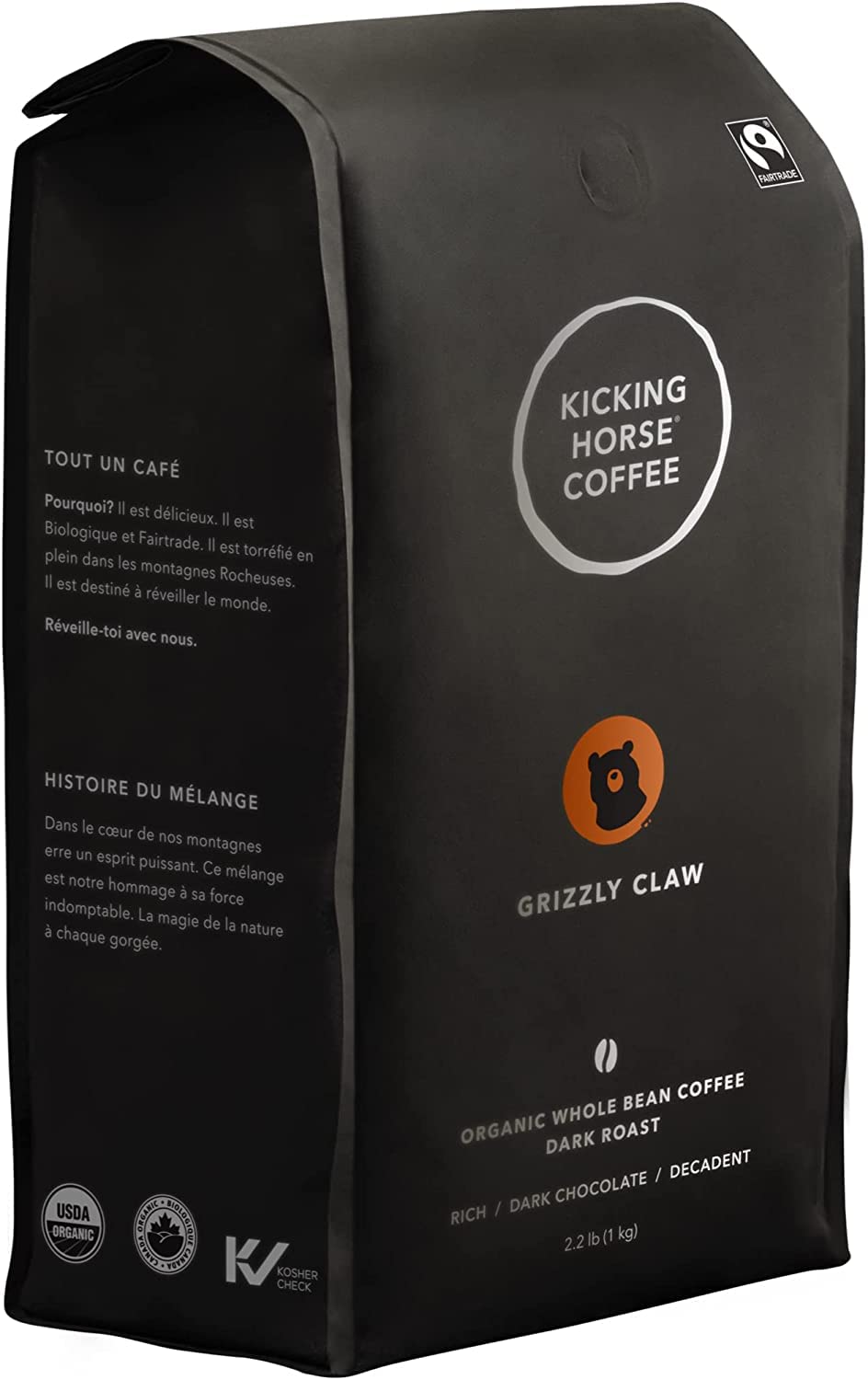 Kicking Horse Coffee, 454 Horse Power, Dark Roast, Whole Bean, 10 oz - Certified Organic, Fairtrade, Kosher Coffee