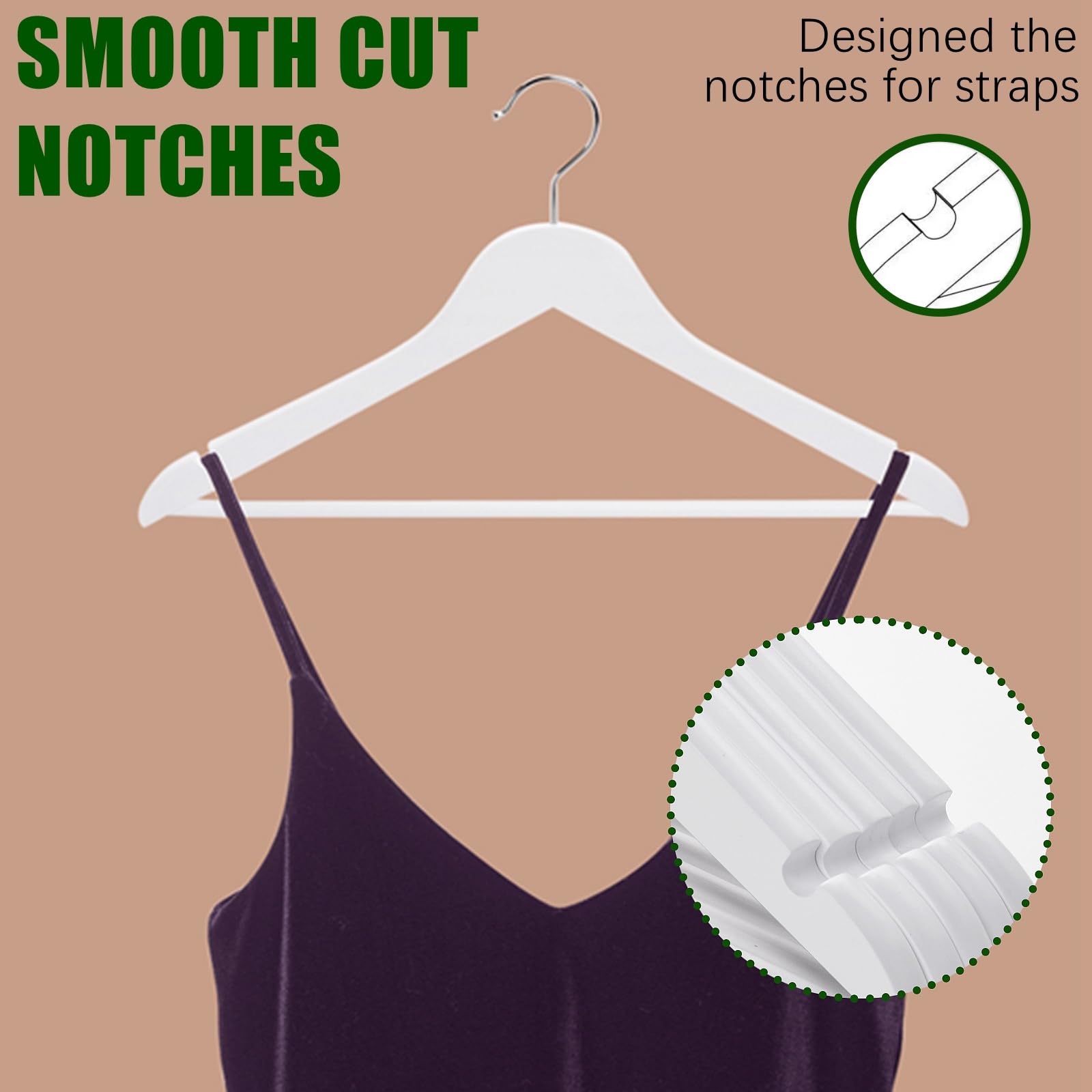 Amber Home 30 Pack Wooden Coat Hangers, Natural Wood Suit Hangers with Non-Slip Pant Bar, Clothes Hangers for Closet Organization, Shirts, Jackets, Dresses, and Pants (Natural, 30)