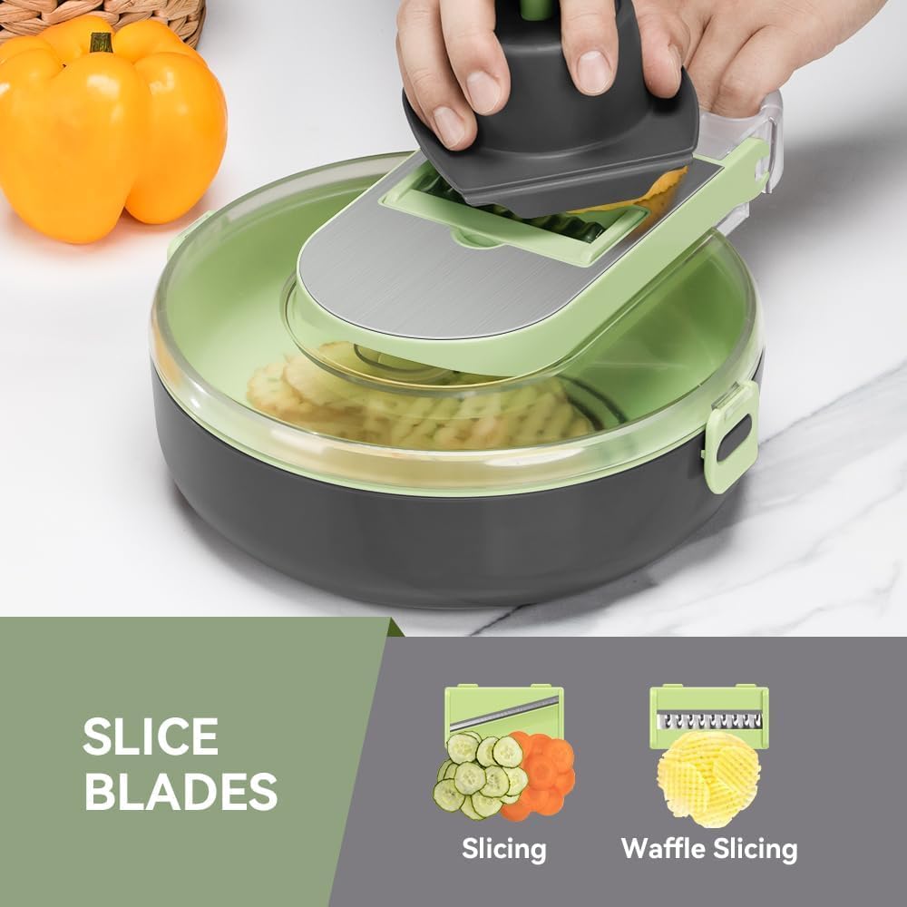 KEOUKE Rotary Cheese Grater with Handle Vegetable Cheese Shredder Slicer Grater with Vegetable Chopper Cutter 13 in 1 Veggie Chopper