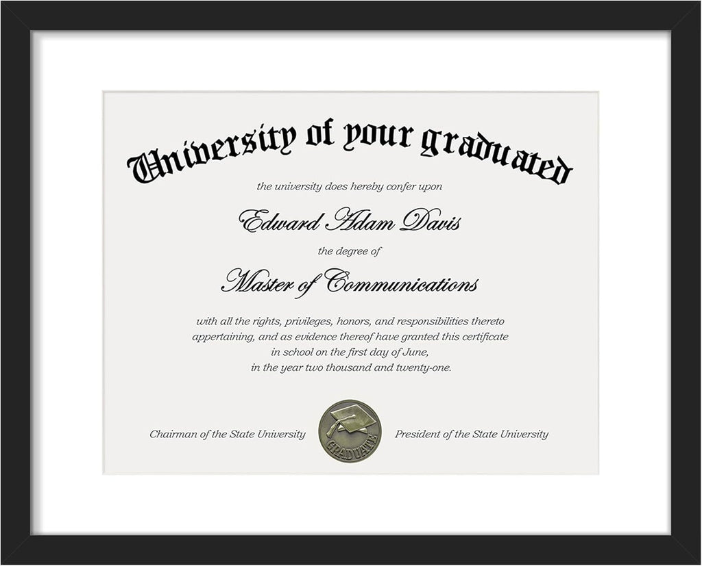 upsimples 11x14 Diploma Frame with Clear Plexiglass, Displays 8.5 x 11 Certificate Frame with Mat or 11x14 Picture Frame without Mat for Document Degree, Black, 1 Pack