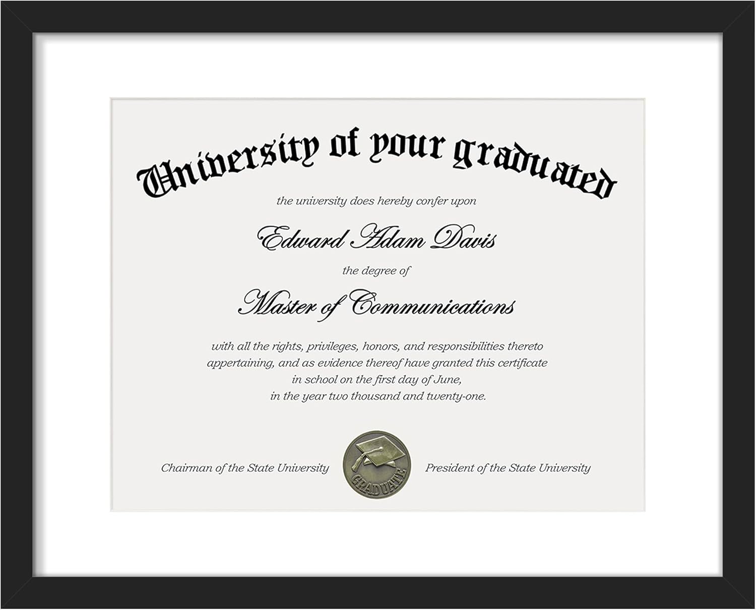 upsimples 11x14 Diploma Frame with Clear Plexiglass, Displays 8.5 x 11 Certificate Frame with Mat or 11x14 Picture Frame without Mat for Document Degree, Black, 1 Pack