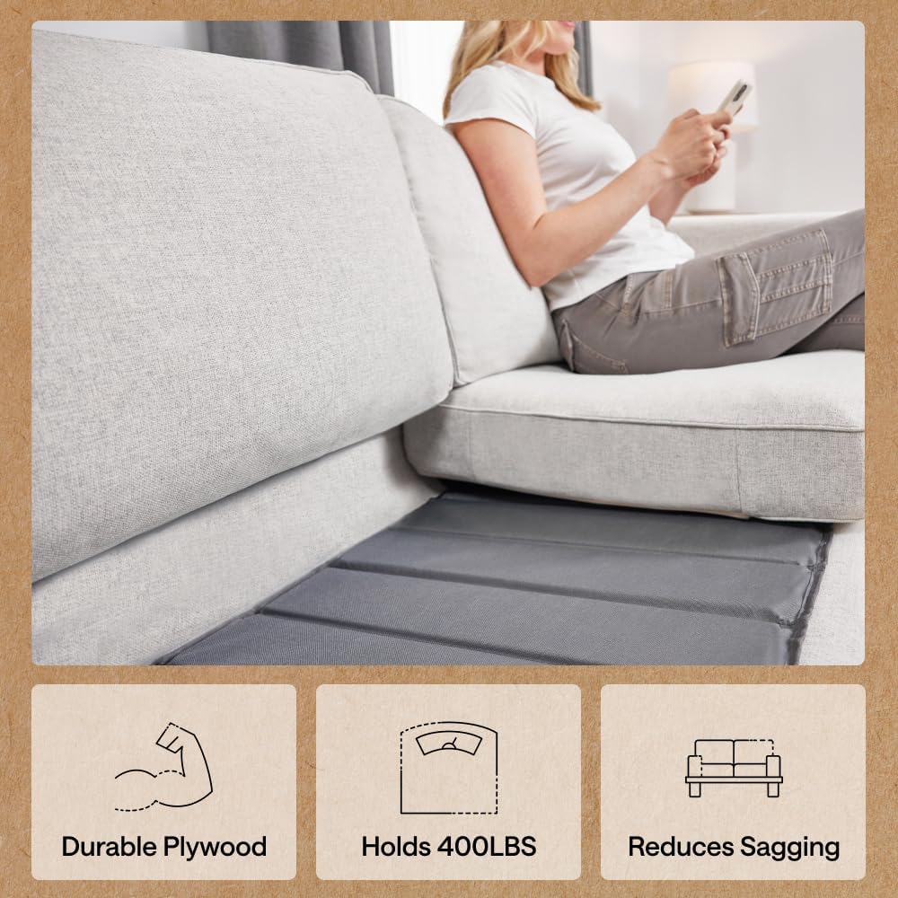 GORILLA GRIP Heavy Duty Couch Cushion Support Board to Fix Sagging Sofas, 21.5 x 70 Sofa, Thick Plywood Boards Add Strong Seat Supports, Stays in Place, Replacement Stuffing Under Couches, Grey