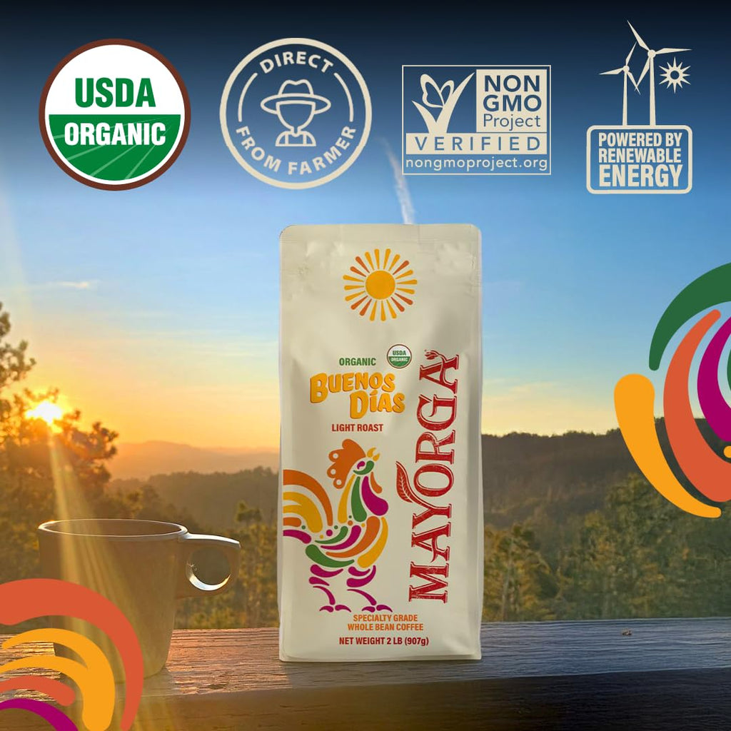 Mayorga Organic Coffee 2lb Cafe Cubano Roast - Dark Roast Whole Bean Specialty Grade Coffee, 100% Arabica, Slow Roasted, Bold and Smooth Flavor with Low Acidity - USDA Organic, Non-GMO, Kosher
