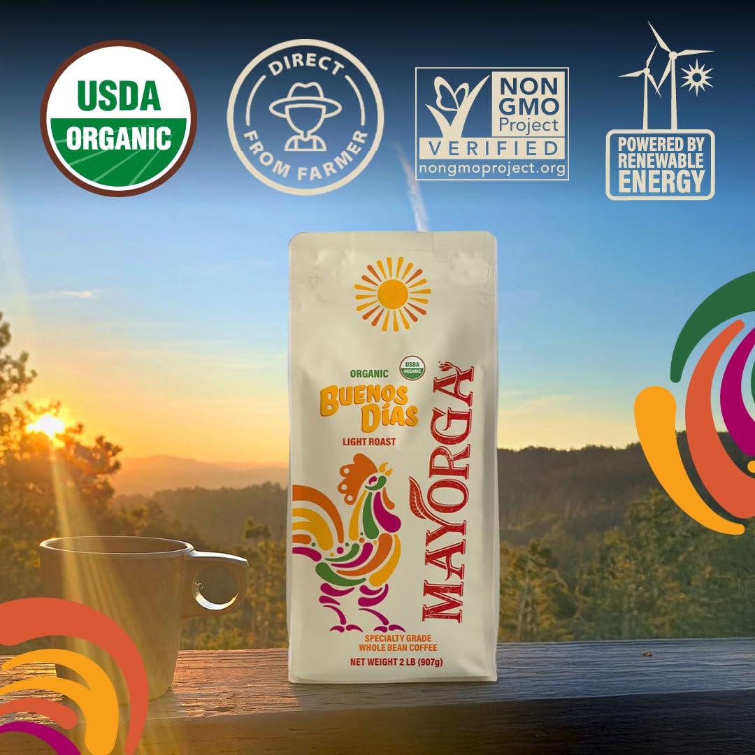 Mayorga Organic Coffee 2lb Cafe Cubano Roast - Dark Roast Whole Bean Specialty Grade Coffee, 100% Arabica, Slow Roasted, Bold and Smooth Flavor with Low Acidity - USDA Organic, Non-GMO, Kosher