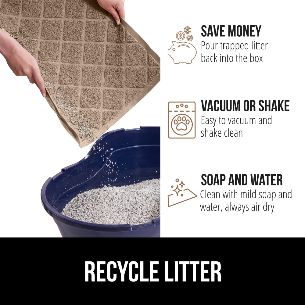 GORILLA GRIP Cat Litter Box Mat, Water Resistant, US Designed Kitty Litter Trapping Mats, Easy to Clean, Scatter Control, Less Mess and Clean Floors, Kitten Supplies for Indoor Cats, 24x17 Grey