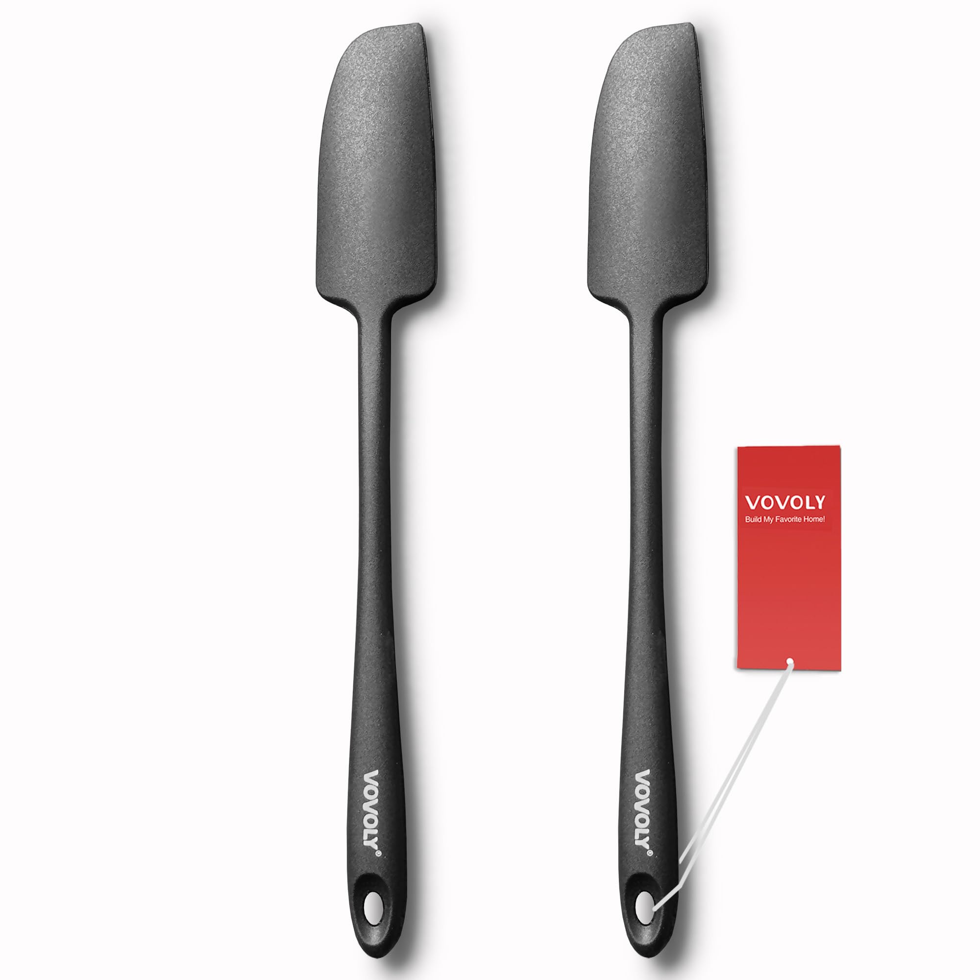 Silicone Jar Spatula, Small Rubber Scraper, Spatulas Silicone Heat Resistant, Seamless,Non StIck Cookware 11.2 Inch, Black.