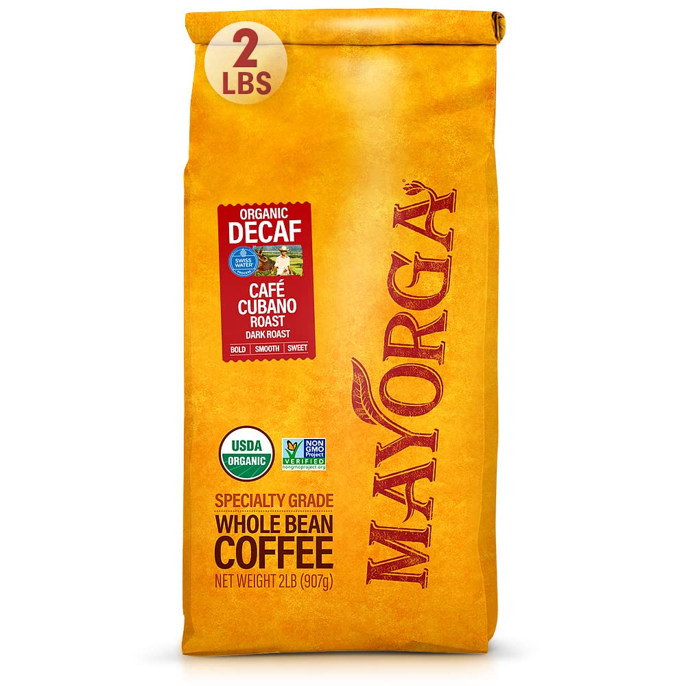 Mayorga Organic Coffee 2lb Cafe Cubano Roast - Dark Roast Whole Bean Specialty Grade Coffee, 100% Arabica, Slow Roasted, Bold and Smooth Flavor with Low Acidity - USDA Organic, Non-GMO, Kosher