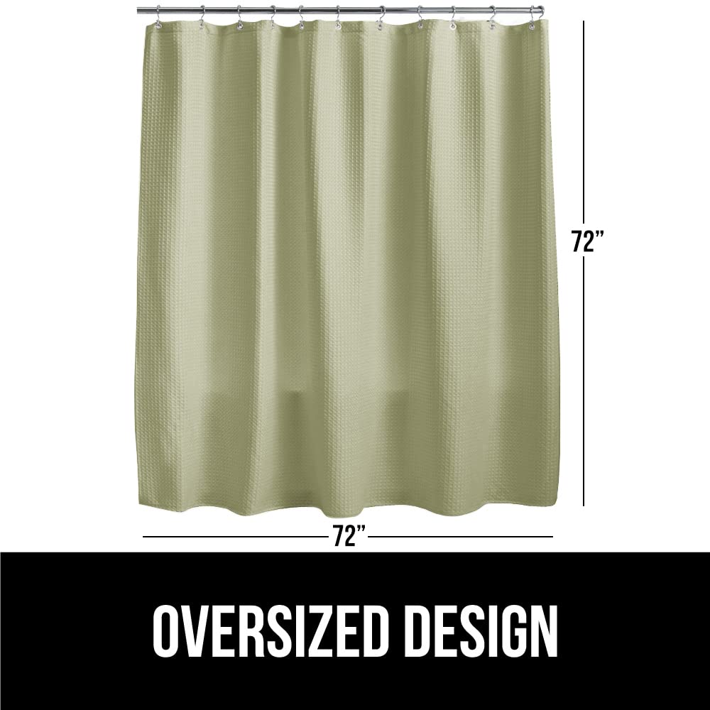 GORILLA GRIP Waffle Shower Curtain, Thick Weighted Fabric, Wrinkle and Rust Resistant, Classic Hotel Quality Design, Heavy Duty Long Curtains for Bathroom Showers, Bath Tubs, Machine Wash, 72x72 White