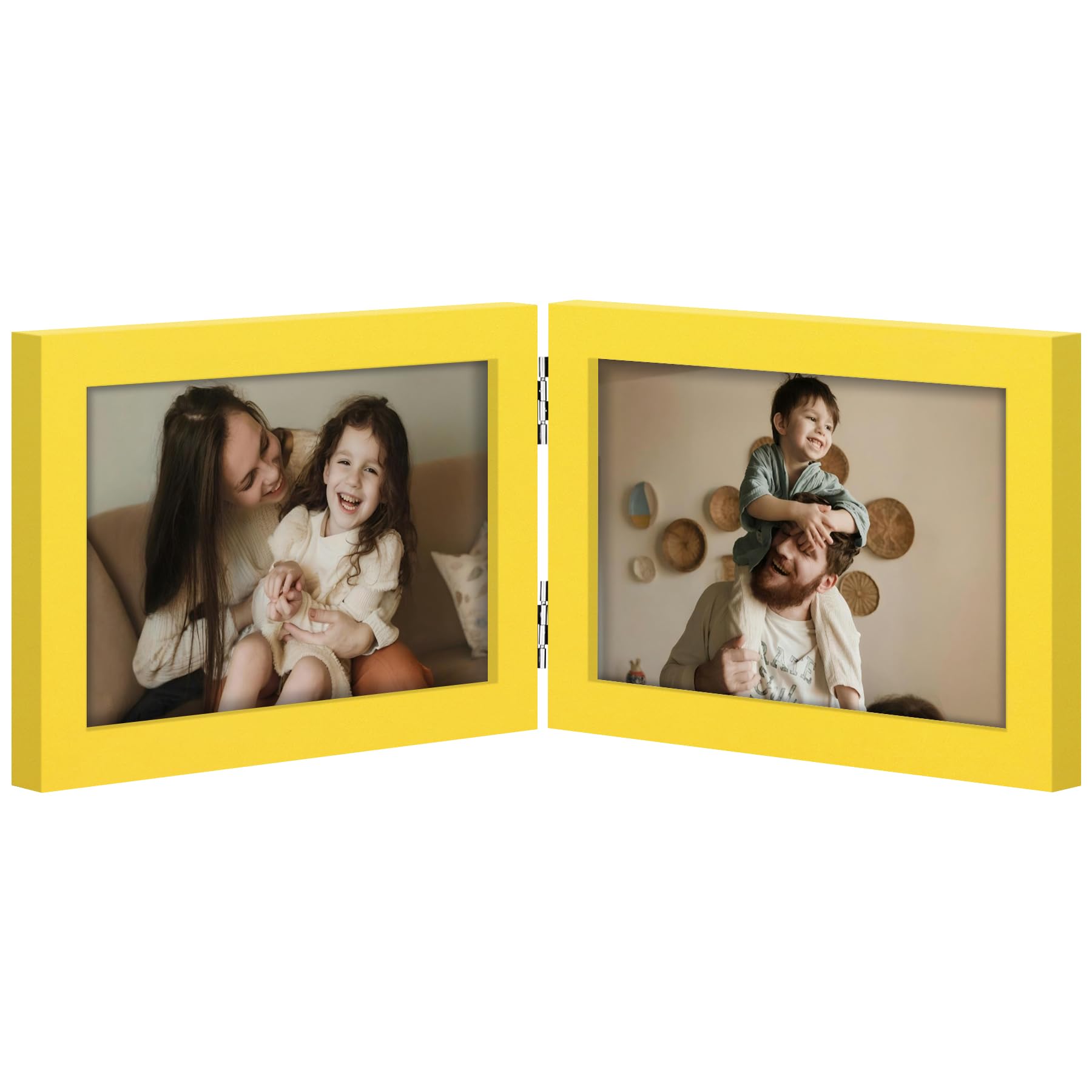 decorUhome Double 4x6 Picture Frame Vertical, Engineered Wood Bifold Photo Frame with Plexiglass for Tabletop Display, 4x6, Black