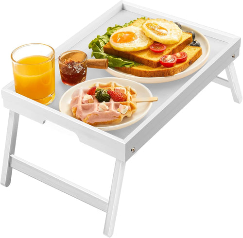 Bamboo Bed Tray Table with Foldable Legs, Breakfast Tray for Sofa, Bed, Eating, Working, Used As Laptop Desk Snack Tray by Pipishell