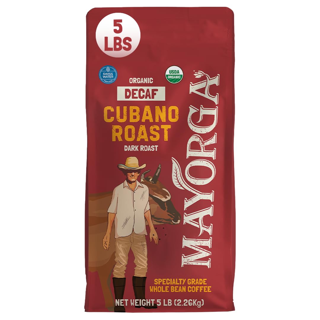 Mayorga Organic Coffee 2lb Cafe Cubano Roast - Dark Roast Whole Bean Specialty Grade Coffee, 100% Arabica, Slow Roasted, Bold and Smooth Flavor with Low Acidity - USDA Organic, Non-GMO, Kosher