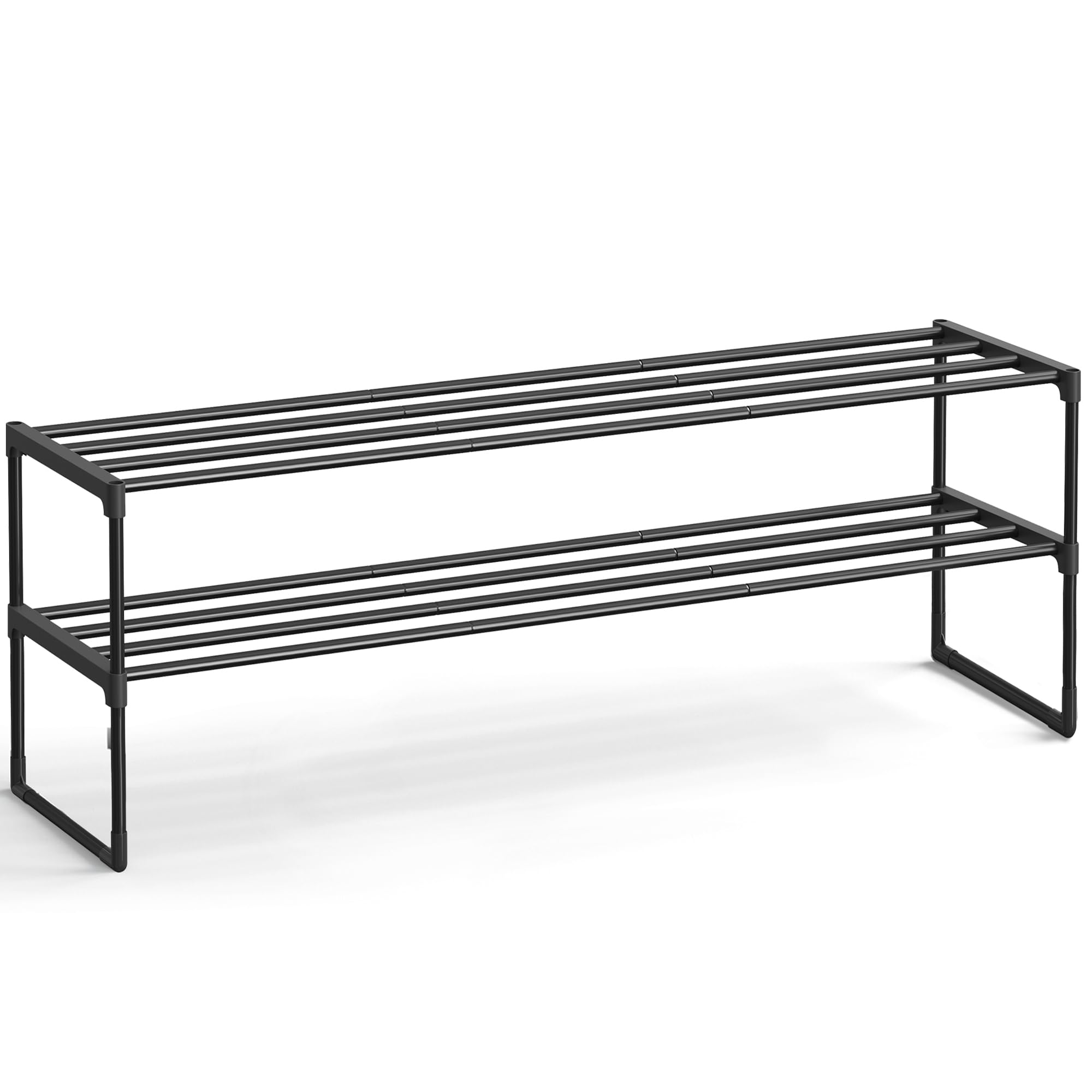 SONGMICS Shoe Rack, 3-Tier Shoe Organizer, Metal Storage Shelf, Upright or Upside Down, for 16-20 Pairs, Stackable, for Entryway, 11.8 x 36.2 x 21.7 Inches, Black ULSA303B02