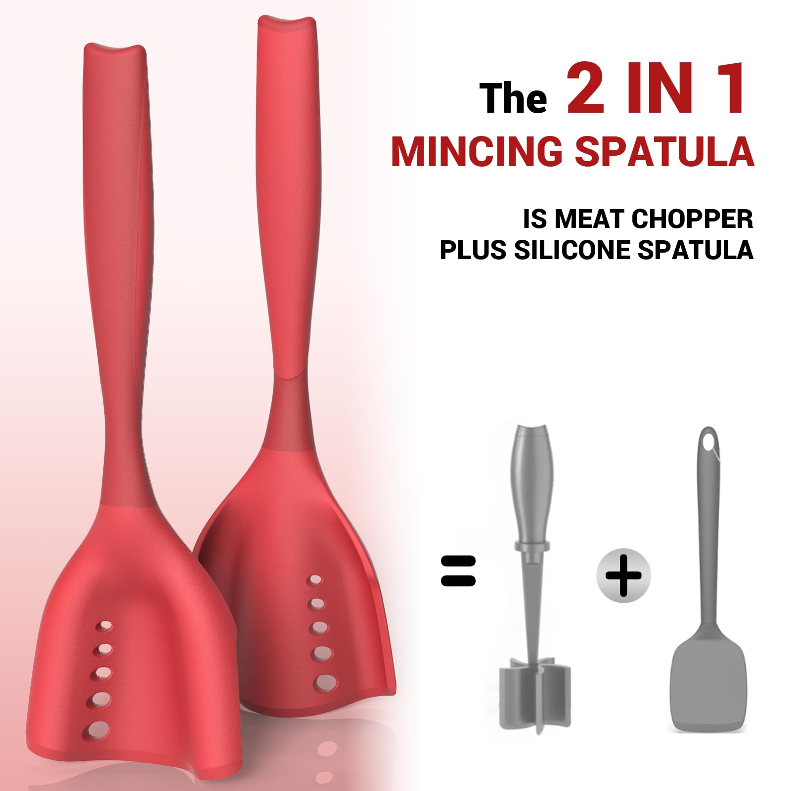 Mincing Spatula Meat Chopper, Hamburger Grinder, Premium Heat Resistant Smasher for Ground Beef, Potato Mix Tool, Meat & Poultry Tenderizers-Black
